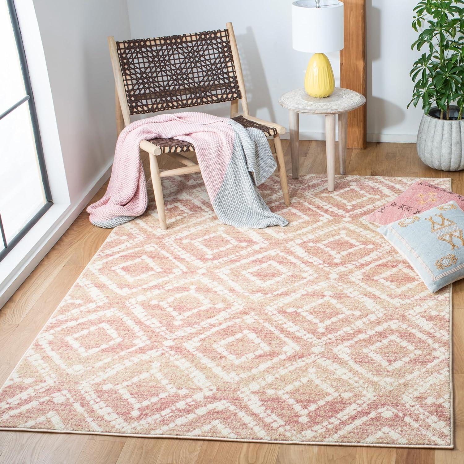 image:imageSAFAVIEH Area Rug 8x10 Adirondack Collection Large Ivory amp Light Blue Geometric Trellis Pattern NonShedding amp Easy Cleaning Ideal for Living Room Bedroom Office Dining Space ADR131TRoseGold