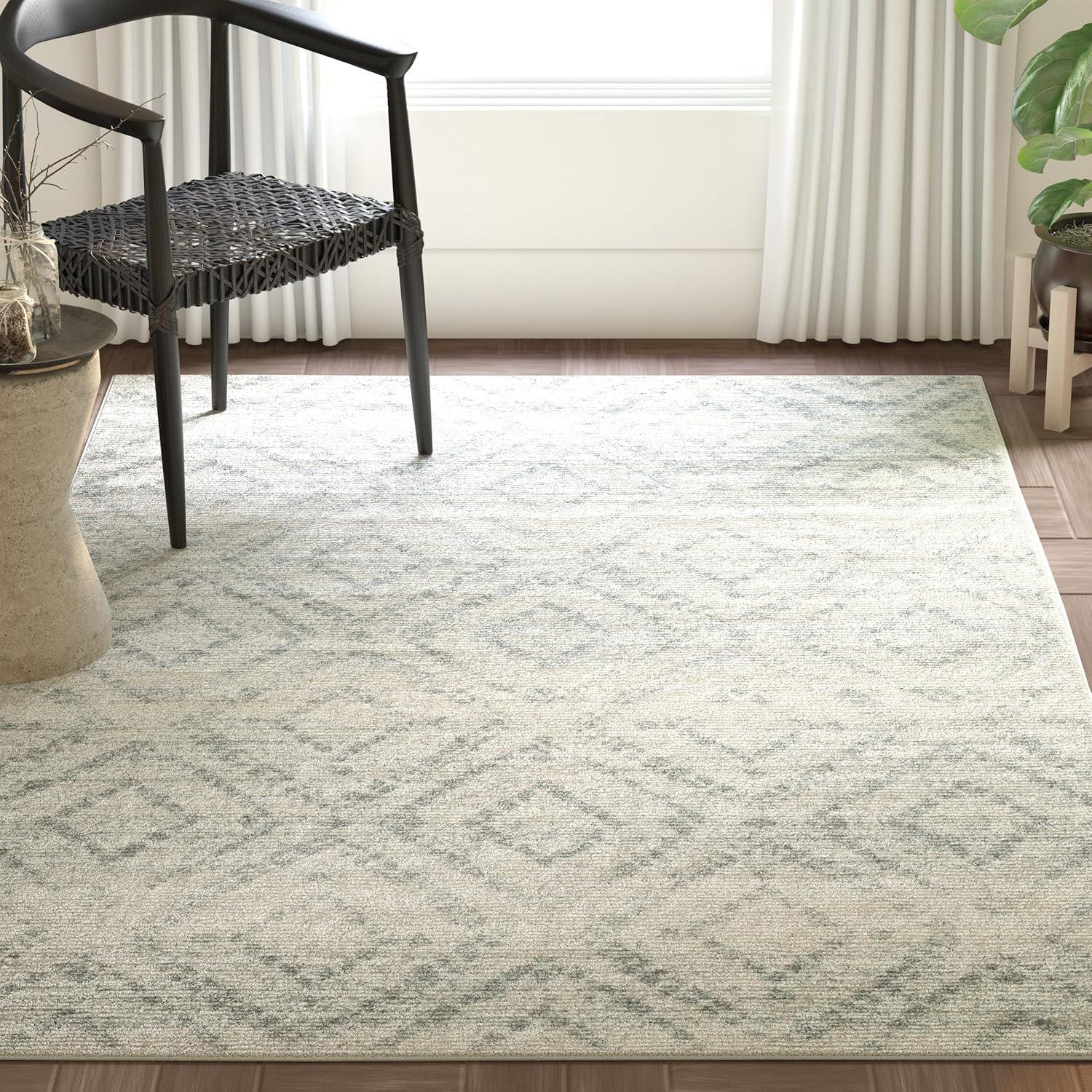 image:imageSAFAVIEH Area Rug 8x10 Adirondack Collection Large Ivory amp Light Blue Geometric Trellis Pattern NonShedding amp Easy Cleaning Ideal for Living Room Bedroom Office Dining Space ADR131TIvoryLight Blue