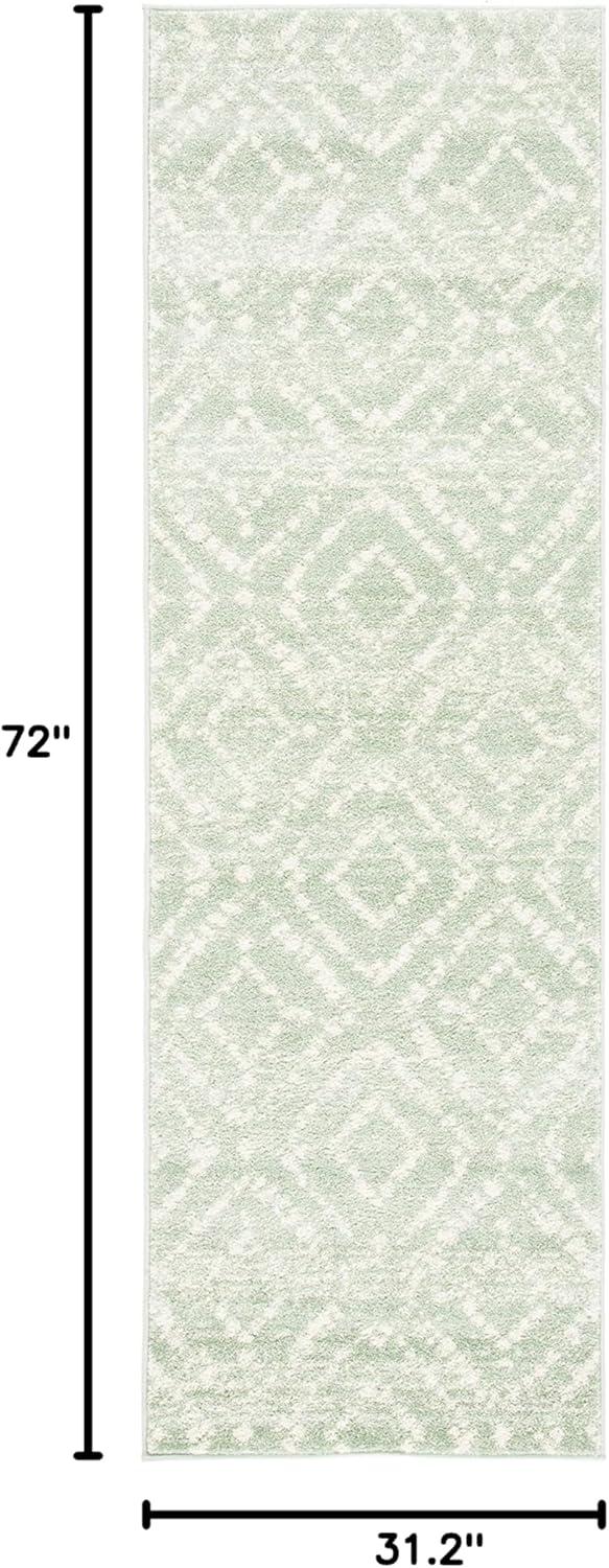 image:imageSAFAVIEH Area Rug 8x10 Adirondack Collection Large Ivory amp Light Blue Geometric Trellis Pattern NonShedding amp Easy Cleaning Ideal for Living Room Bedroom Office Dining Space ADR131TGreenIvory