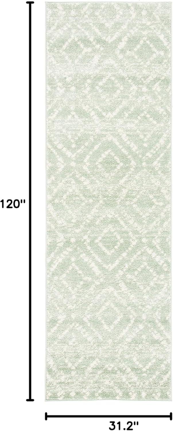 image:imageSAFAVIEH Area Rug 8x10 Adirondack Collection Large Ivory amp Light Blue Geometric Trellis Pattern NonShedding amp Easy Cleaning Ideal for Living Room Bedroom Office Dining Space ADR131TGreenIvory