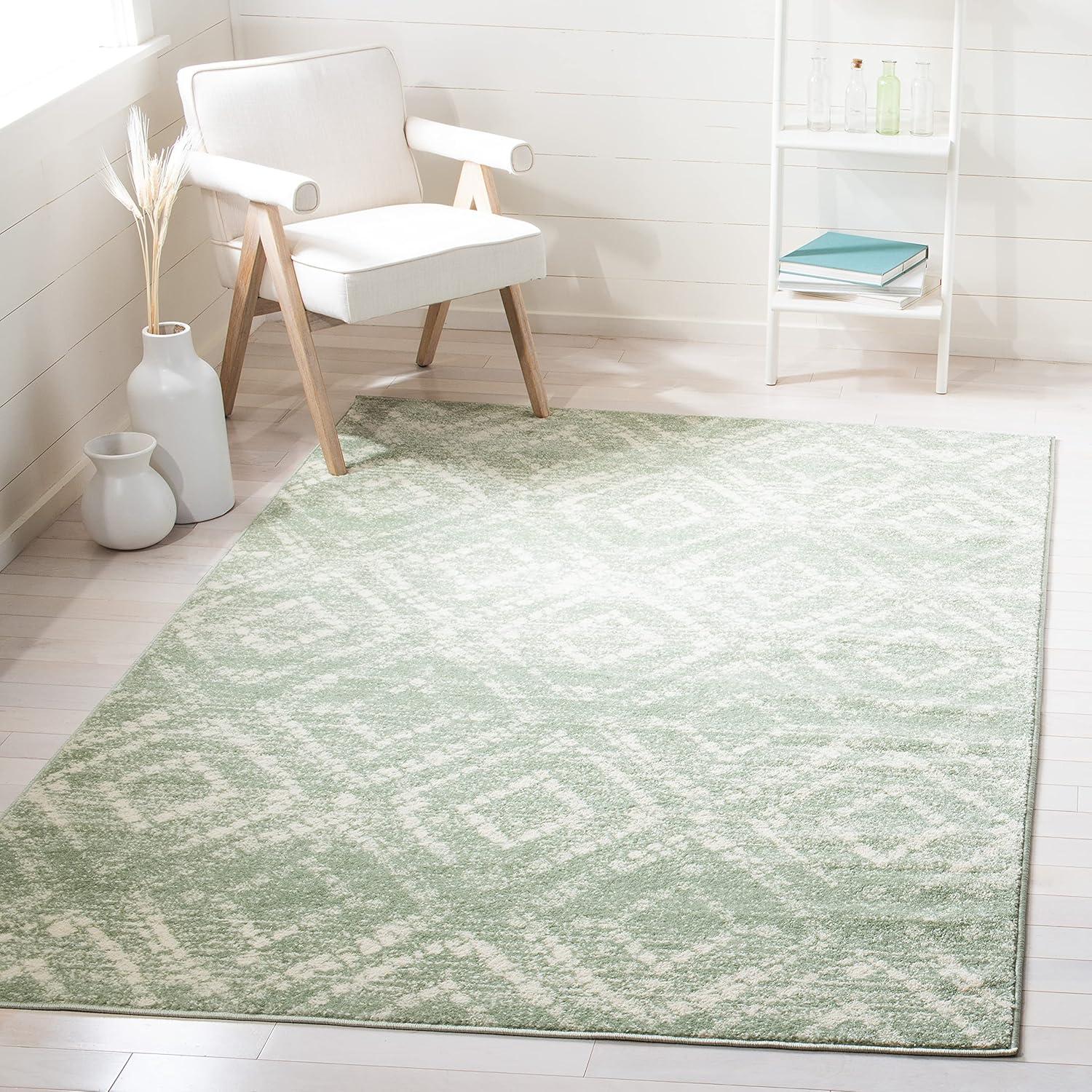 image:imageSAFAVIEH Area Rug 8x10 Adirondack Collection Large Ivory amp Light Blue Geometric Trellis Pattern NonShedding amp Easy Cleaning Ideal for Living Room Bedroom Office Dining Space ADR131TGreenIvory