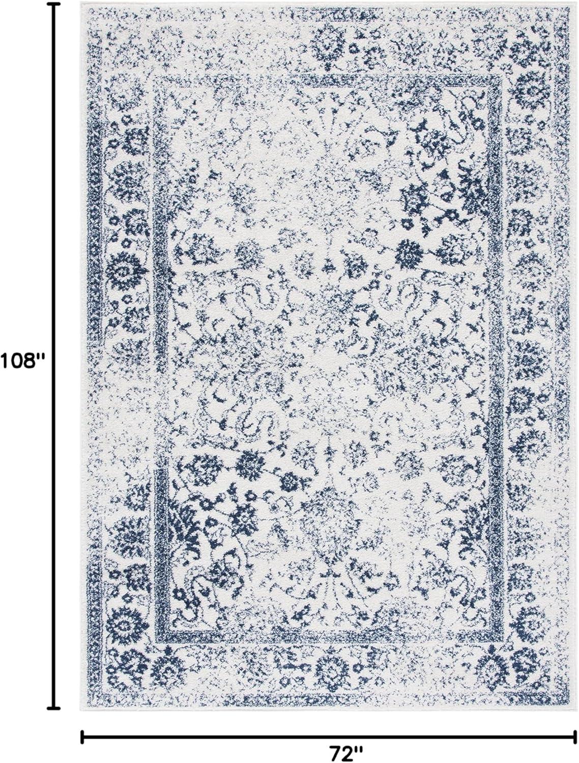 image:imageSAFAVIEH Area Rug 8x10 Adirondack Collection Large Ivory amp Silver Distressed Vintage Floral Design NonShedding amp Easy to Clean Ideal for Living Room Bedroom Dining Space ADR109CIvoryNavy