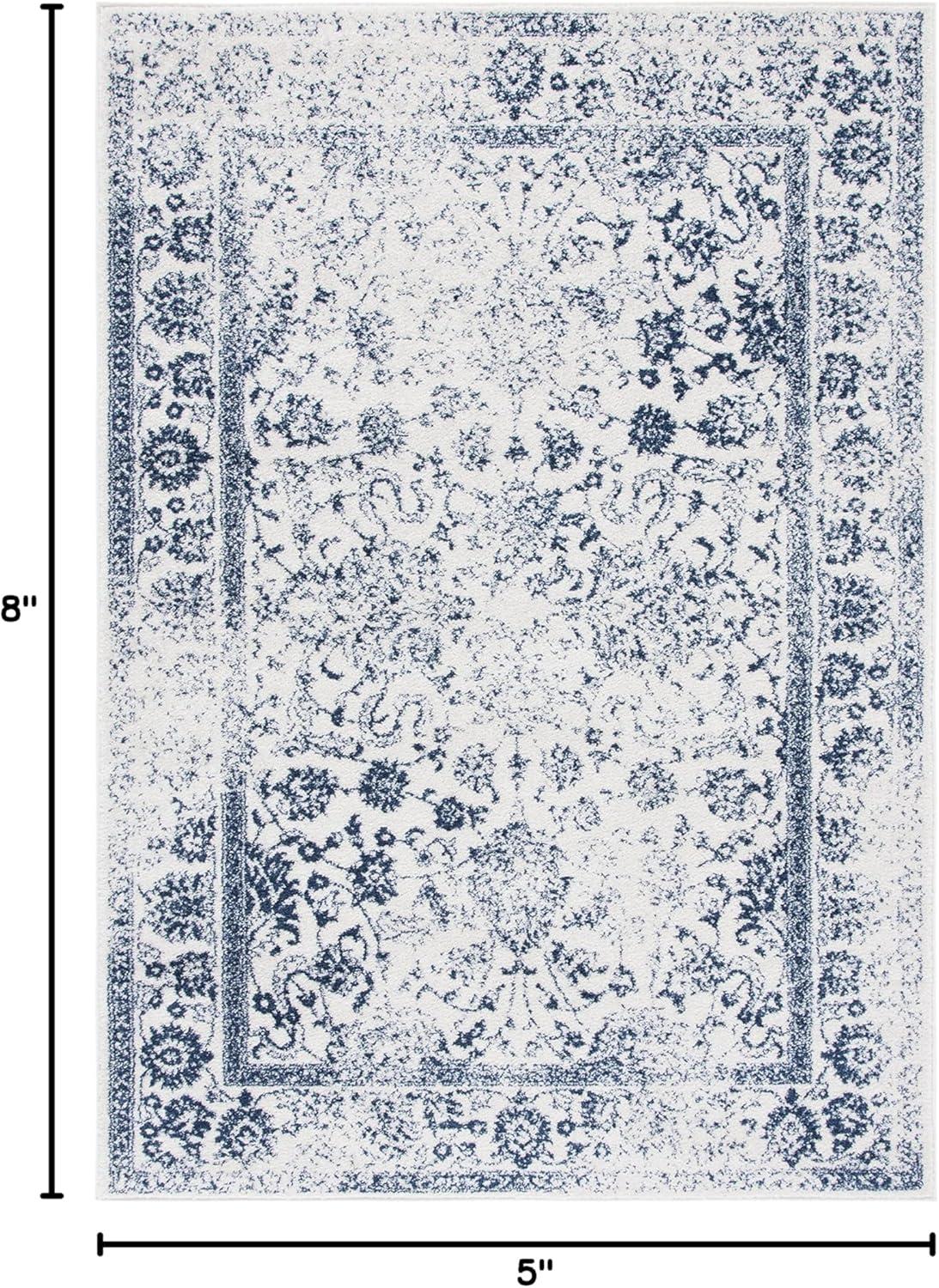 image:imageSAFAVIEH Area Rug 8x10 Adirondack Collection Large Ivory amp Silver Distressed Vintage Floral Design NonShedding amp Easy to Clean Ideal for Living Room Bedroom Dining Space ADR109CIvoryNavy