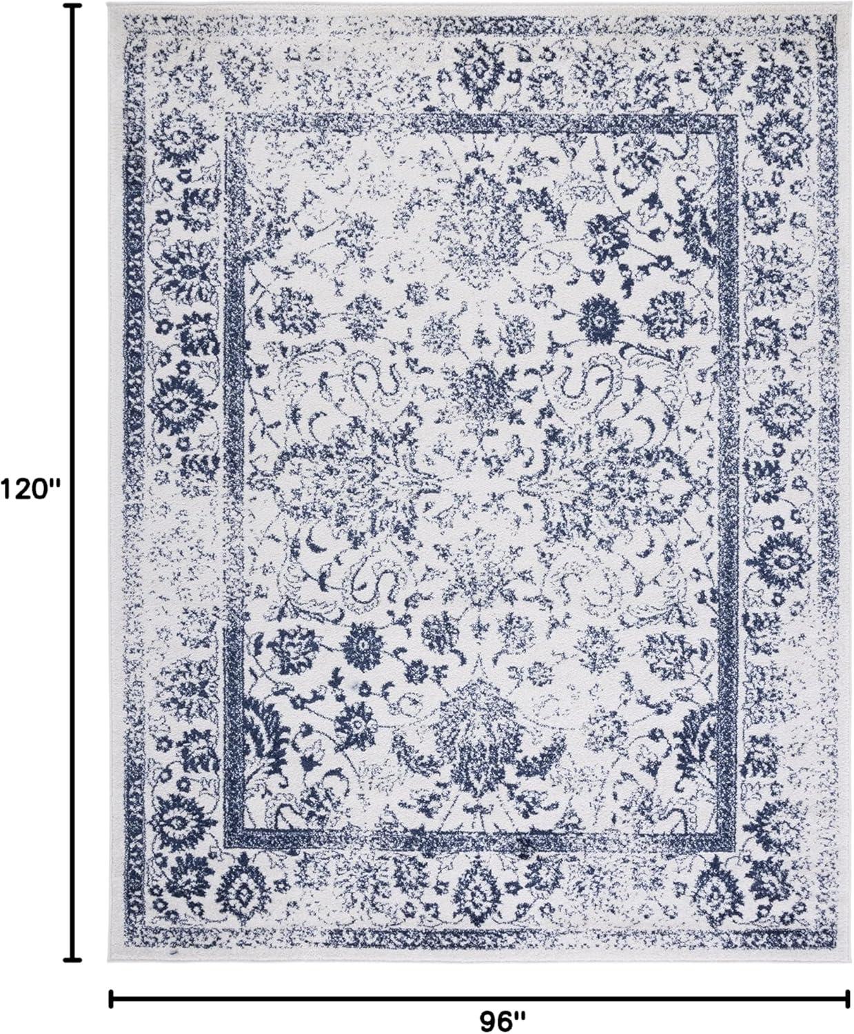 image:imageSAFAVIEH Area Rug 8x10 Adirondack Collection Large Ivory amp Silver Distressed Vintage Floral Design NonShedding amp Easy to Clean Ideal for Living Room Bedroom Dining Space ADR109CIvoryNavy