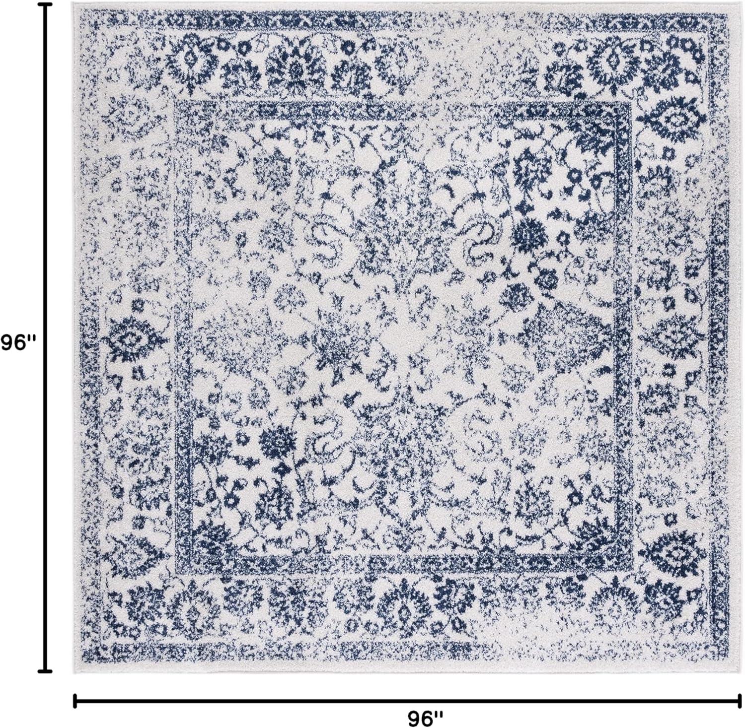 image:imageSAFAVIEH Area Rug 8x10 Adirondack Collection Large Ivory amp Silver Distressed Vintage Floral Design NonShedding amp Easy to Clean Ideal for Living Room Bedroom Dining Space ADR109CIvoryNavy