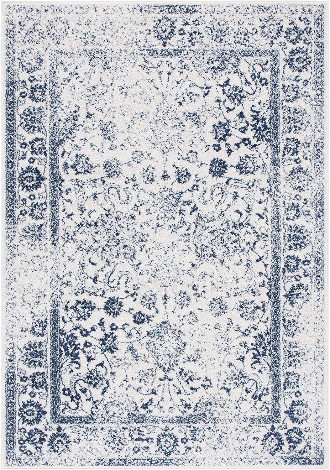 image:imageSAFAVIEH Area Rug 8x10 Adirondack Collection Large Ivory amp Silver Distressed Vintage Floral Design NonShedding amp Easy to Clean Ideal for Living Room Bedroom Dining Space ADR109CIvoryNavy