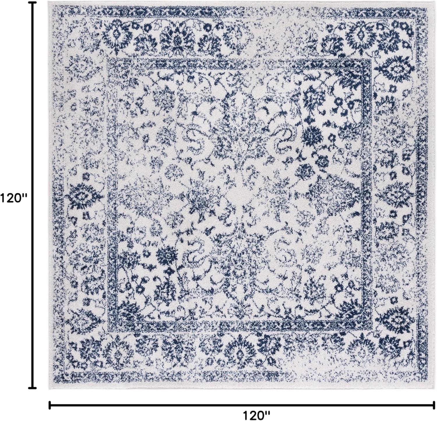 image:imageSAFAVIEH Area Rug 8x10 Adirondack Collection Large Ivory amp Silver Distressed Vintage Floral Design NonShedding amp Easy to Clean Ideal for Living Room Bedroom Dining Space ADR109CIvoryNavy