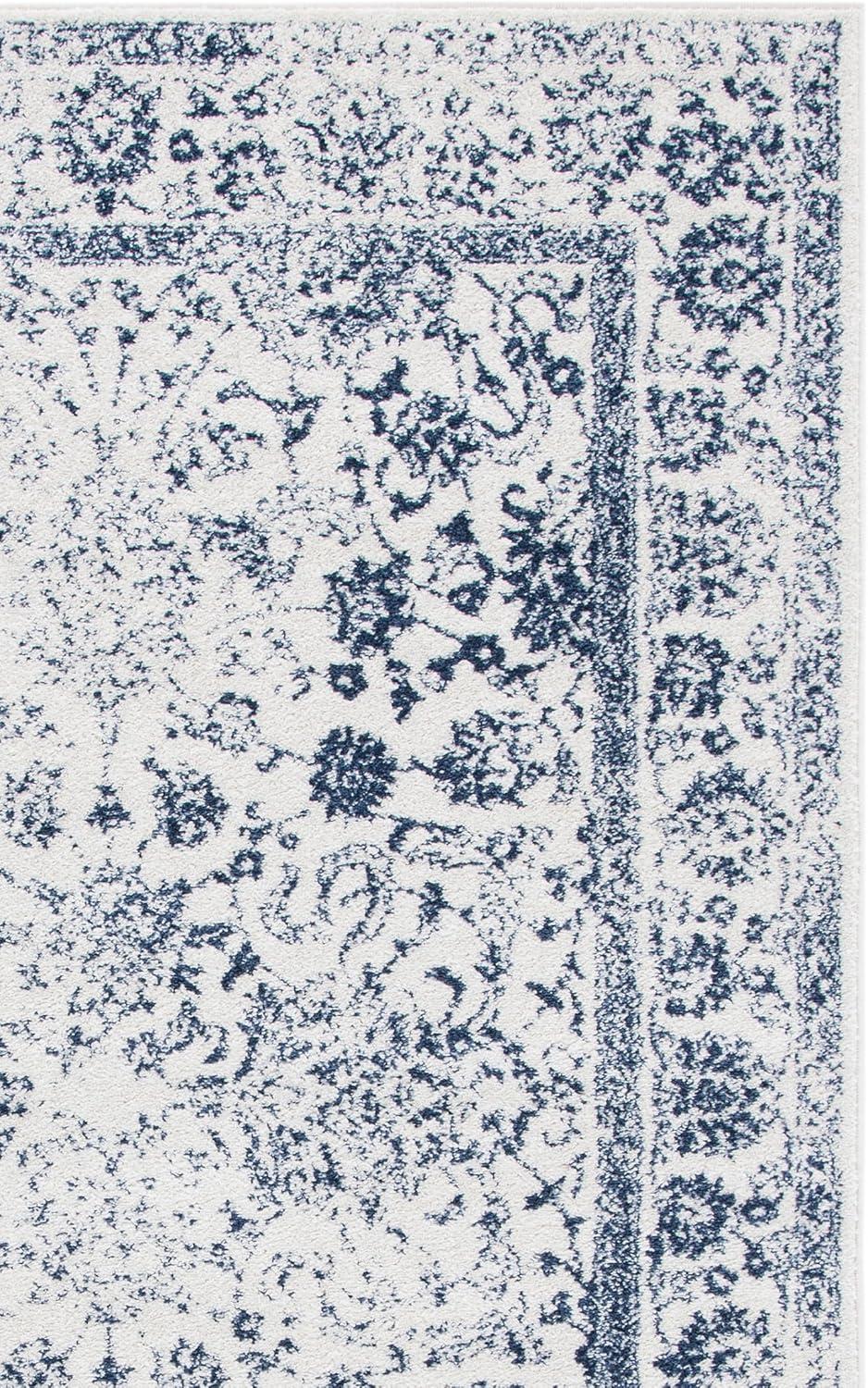 image:imageSAFAVIEH Area Rug 8x10 Adirondack Collection Large Ivory amp Silver Distressed Vintage Floral Design NonShedding amp Easy to Clean Ideal for Living Room Bedroom Dining Space ADR109CIvoryNavy