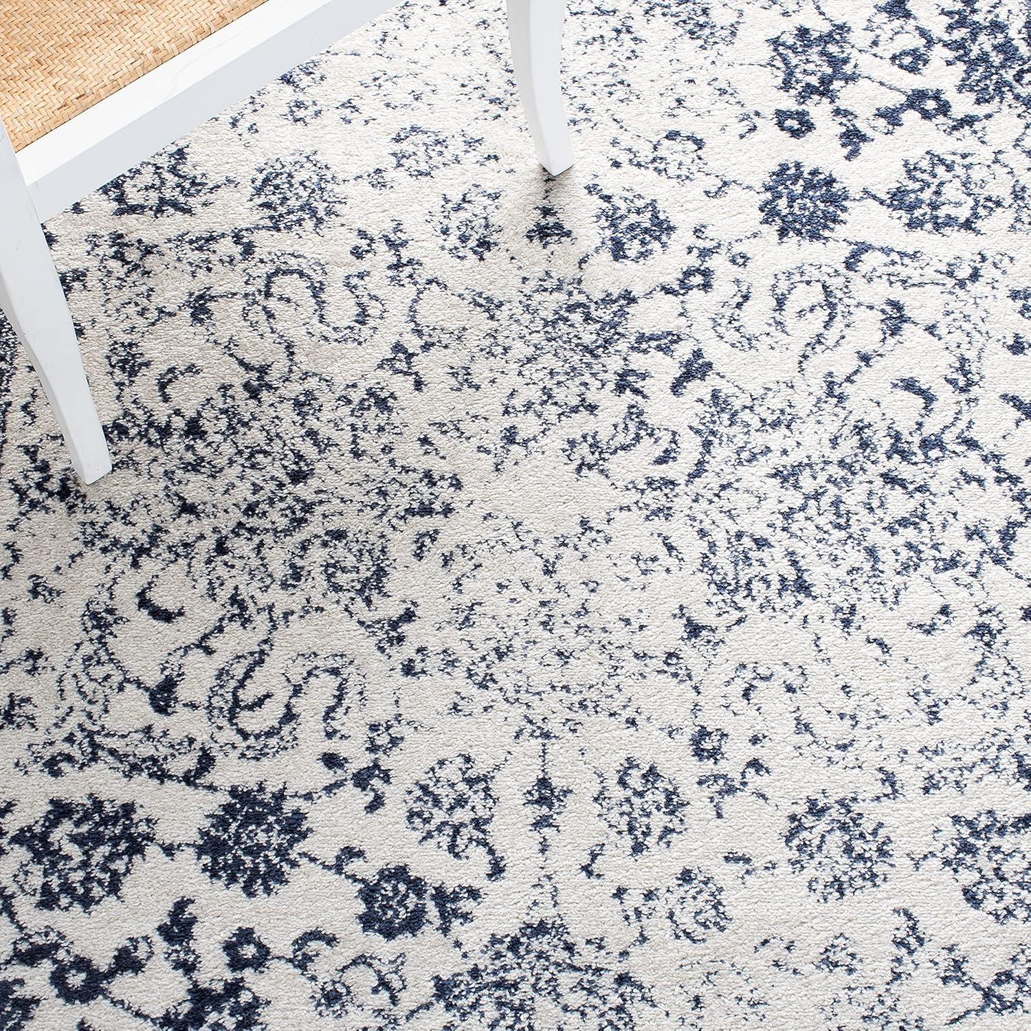 image:imageSAFAVIEH Area Rug 8x10 Adirondack Collection Large Ivory amp Silver Distressed Vintage Floral Design NonShedding amp Easy to Clean Ideal for Living Room Bedroom Dining Space ADR109CIvoryNavy