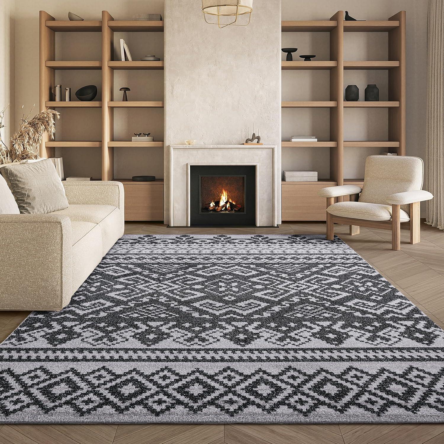 image:imageSAFAVIEH Area Rug 8x10 Adirondack Collection Large Ivory amp Silver Rustic Boho Design NonShedding amp Easy Cleaning Ideal for Living Room Bedroom Office Dining Space ADR107BSilverBlack