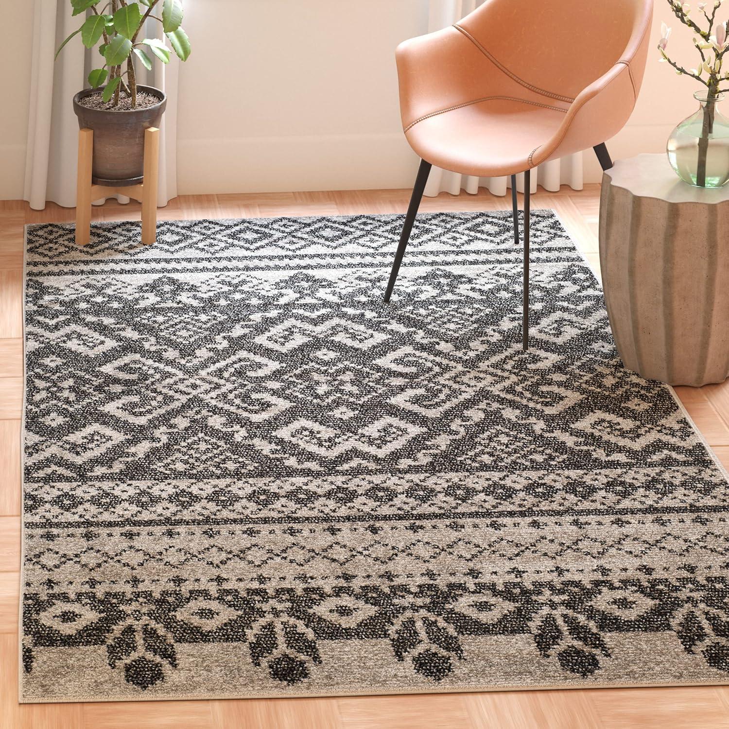 image:imageSAFAVIEH Area Rug 8x10 Adirondack Collection Large Ivory amp Silver Rustic Boho Design NonShedding amp Easy Cleaning Ideal for Living Room Bedroom Office Dining Space ADR107BSilverBlack