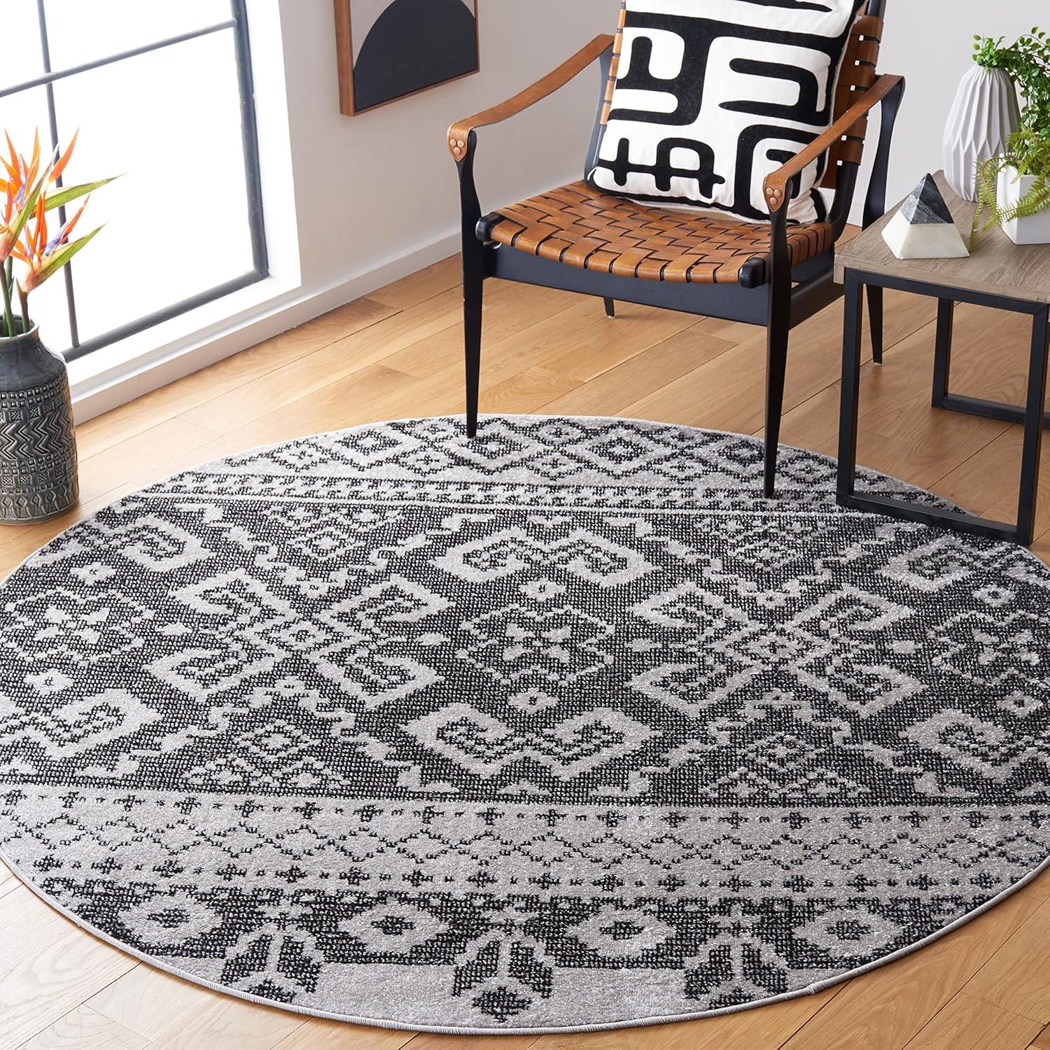 image:imageSAFAVIEH Area Rug 8x10 Adirondack Collection Large Ivory amp Silver Rustic Boho Design NonShedding amp Easy Cleaning Ideal for Living Room Bedroom Office Dining Space ADR107BSilverBlack