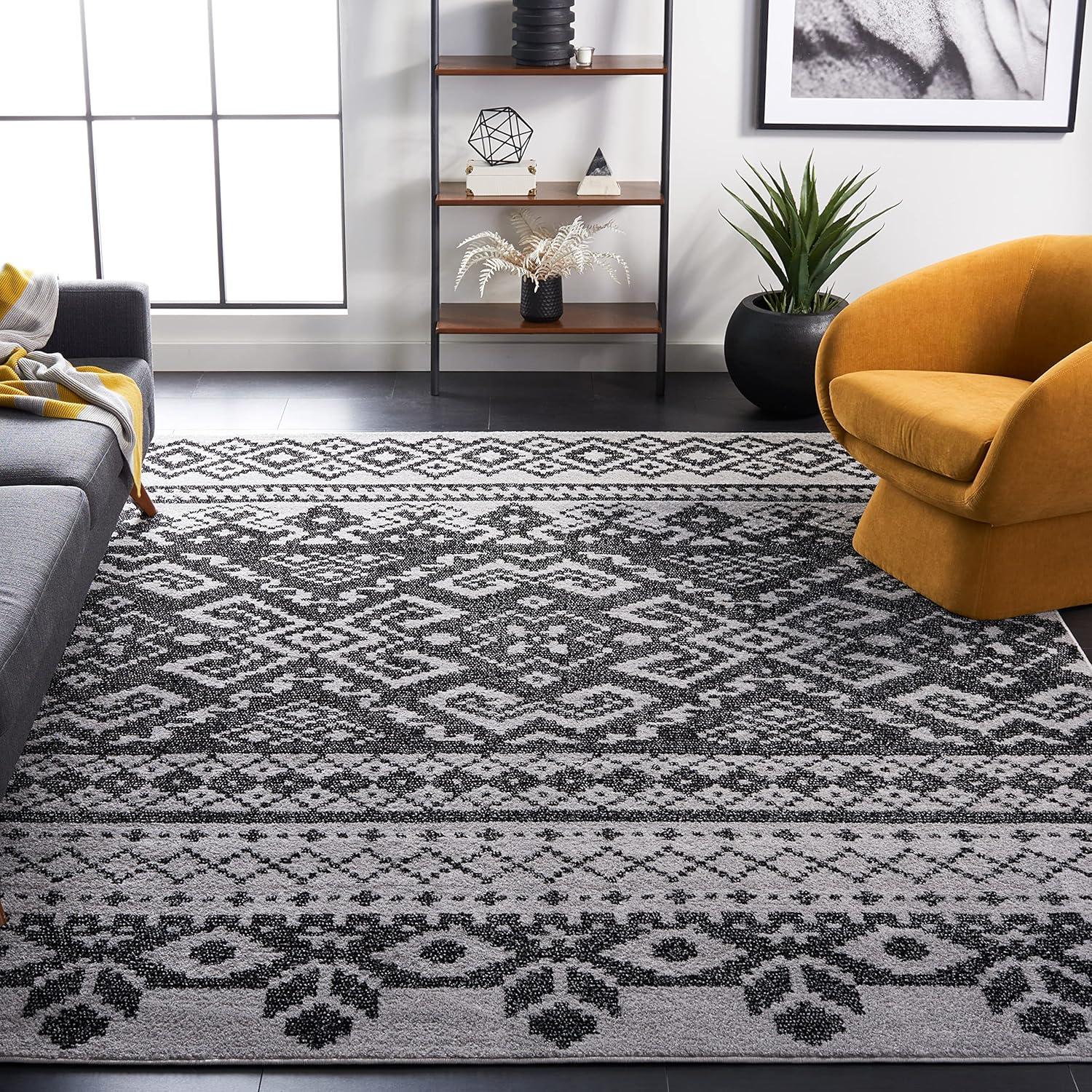 image:imageSAFAVIEH Area Rug 8x10 Adirondack Collection Large Ivory amp Silver Rustic Boho Design NonShedding amp Easy Cleaning Ideal for Living Room Bedroom Office Dining Space ADR107BSilverBlack