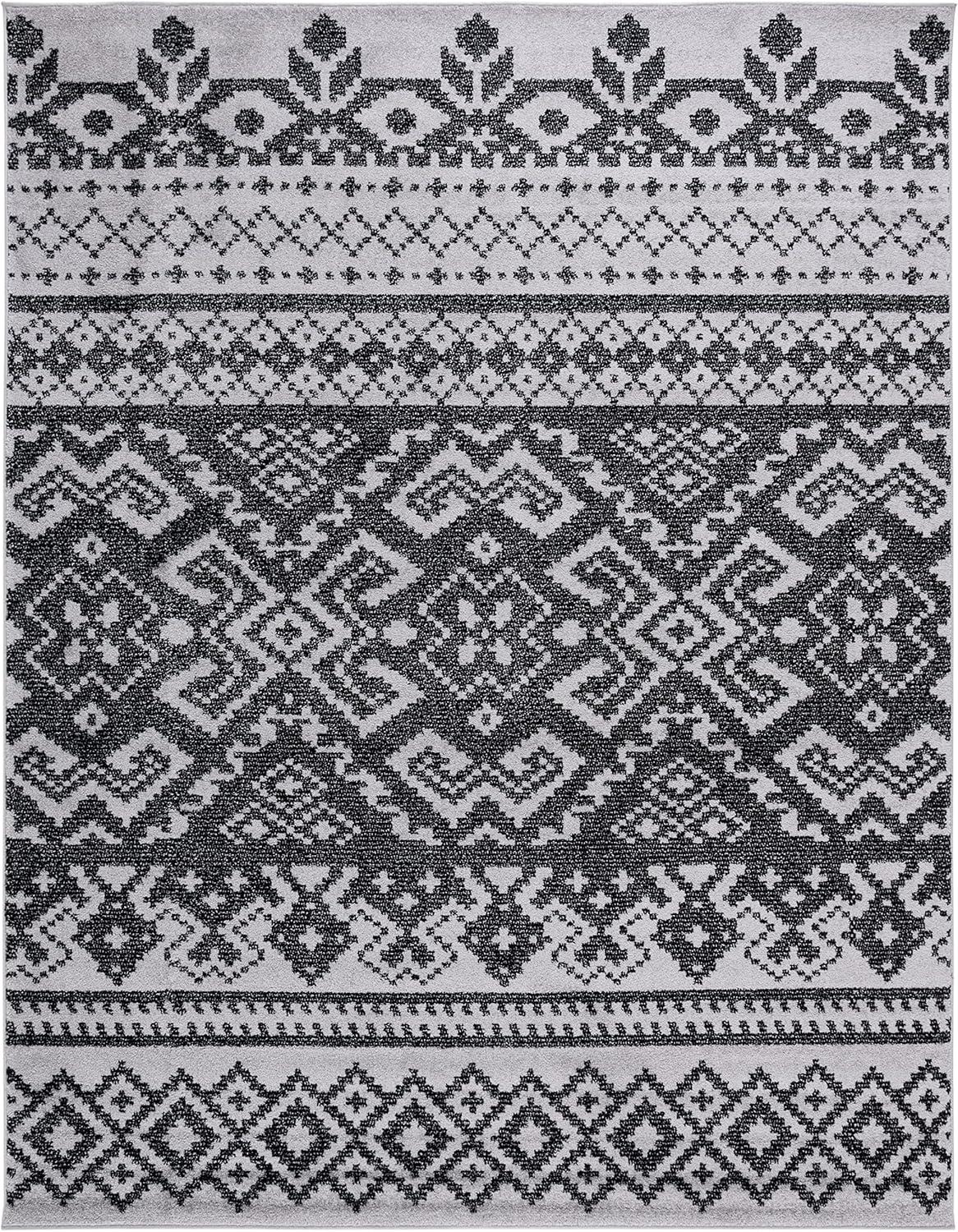 image:imageSAFAVIEH Area Rug 8x10 Adirondack Collection Large Ivory amp Silver Rustic Boho Design NonShedding amp Easy Cleaning Ideal for Living Room Bedroom Office Dining Space ADR107BSilverBlack