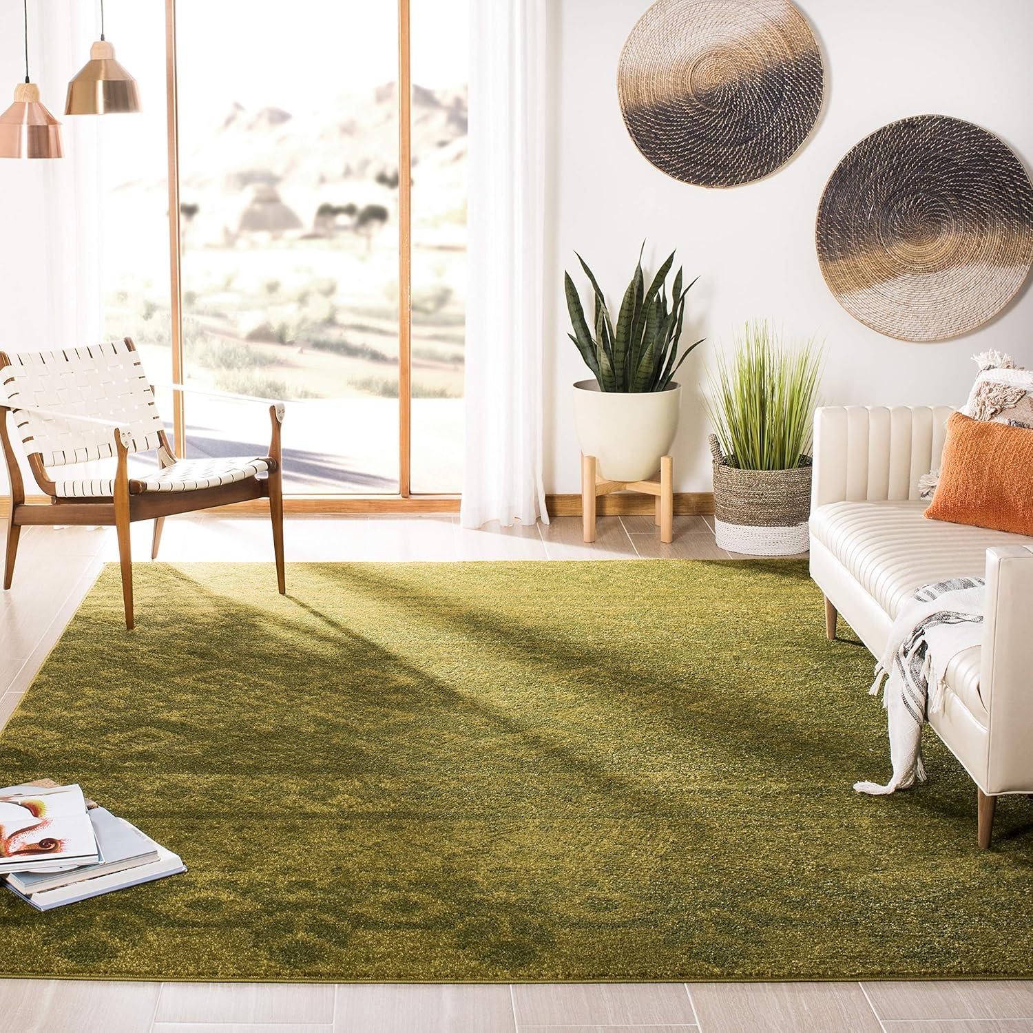 image:imageSAFAVIEH Area Rug 8x10 Adirondack Collection Large Ivory amp Silver Rustic Boho Design NonShedding amp Easy Cleaning Ideal for Living Room Bedroom Office Dining Space ADR107BGreenDark Green
