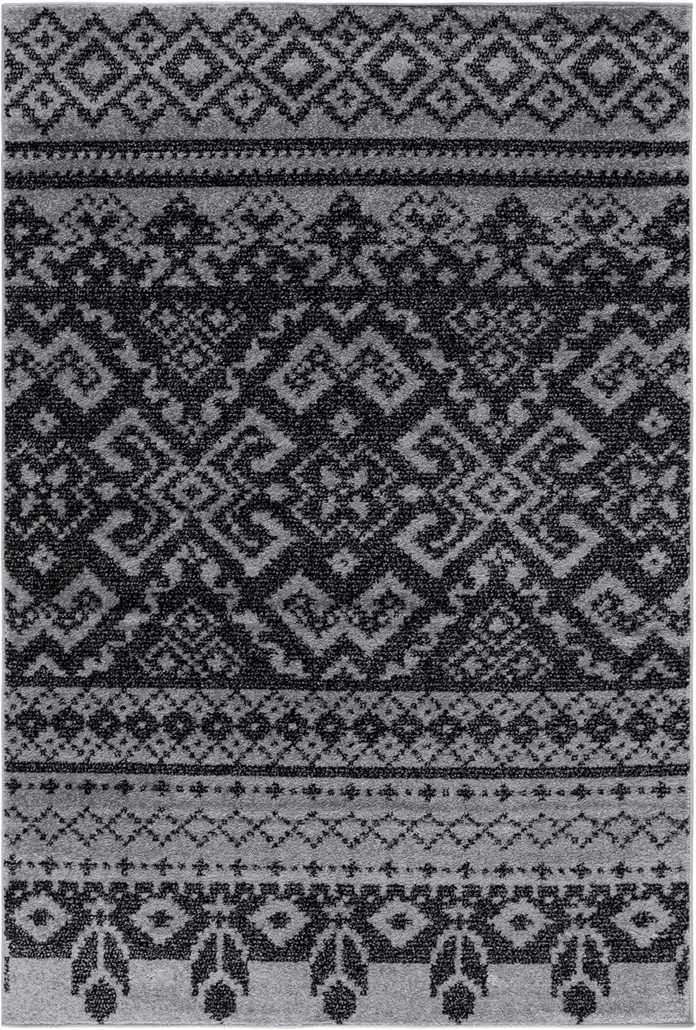 image:imageSAFAVIEH Area Rug 8x10 Adirondack Collection Large Ivory amp Silver Rustic Boho Design NonShedding amp Easy Cleaning Ideal for Living Room Bedroom Office Dining Space ADR107BSilverBlack