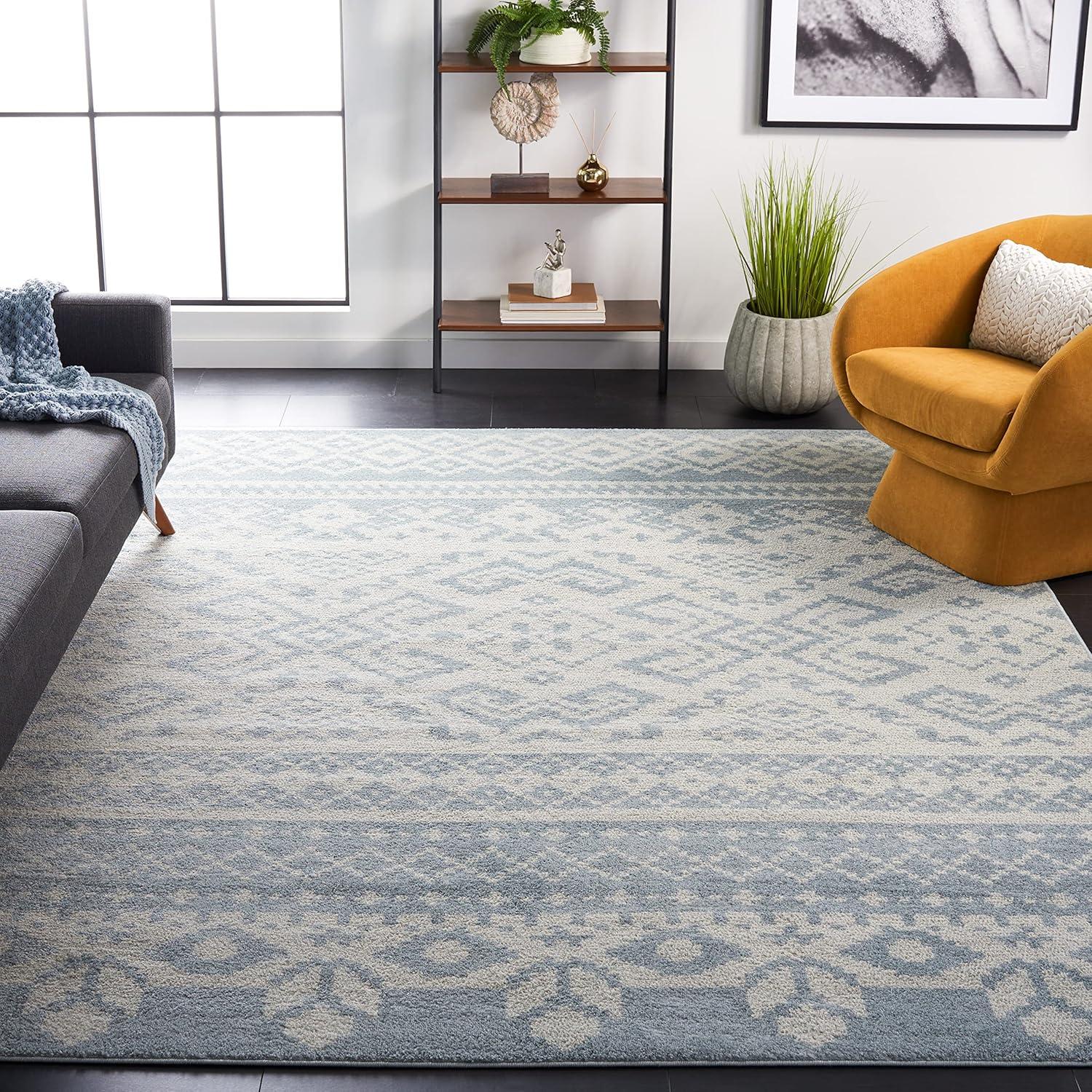 image:imageSAFAVIEH Area Rug 8x10 Adirondack Collection Large Ivory amp Silver Rustic Boho Design NonShedding amp Easy Cleaning Ideal for Living Room Bedroom Office Dining Space ADR107BSlateIvory