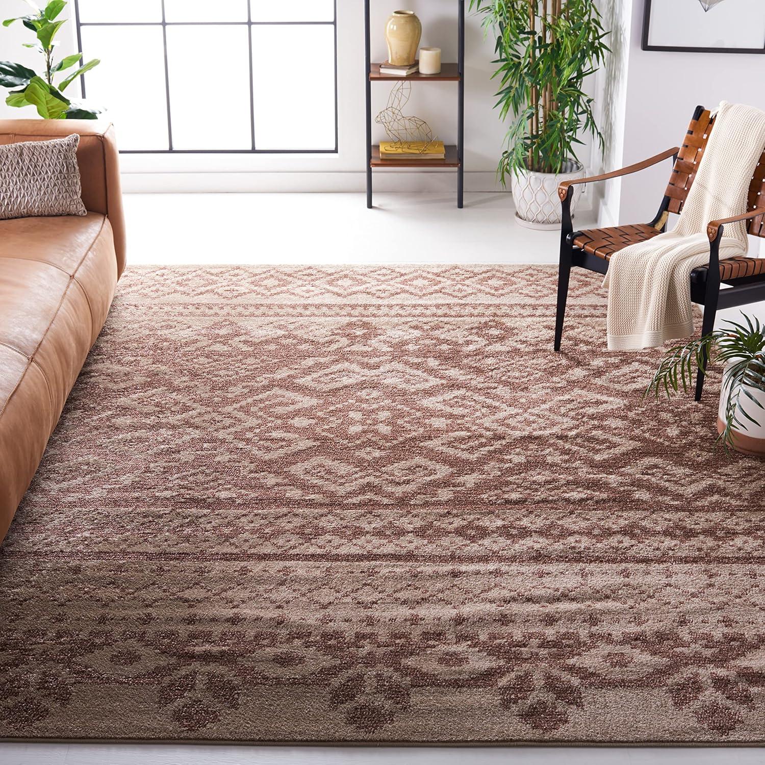 image:imageSAFAVIEH Area Rug 8x10 Adirondack Collection Large Ivory amp Silver Rustic Boho Design NonShedding amp Easy Cleaning Ideal for Living Room Bedroom Office Dining Space ADR107BCamelChocolate