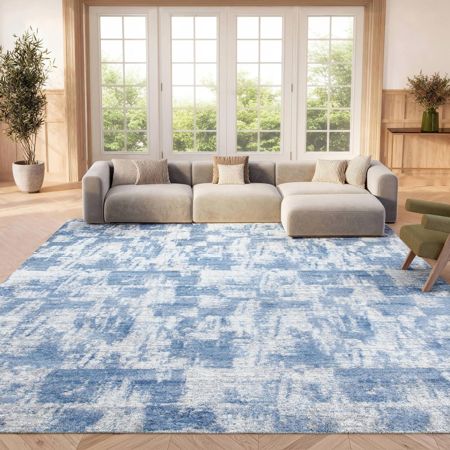 image:imageSAFAVIEH Area Rug 8x10 Amelia Collection Large Blue amp Grey Modern Design NonShedding amp Easy Cleaning Ideal for Living Room Bedroom Office Dining Space ALA786MIvoryBlue