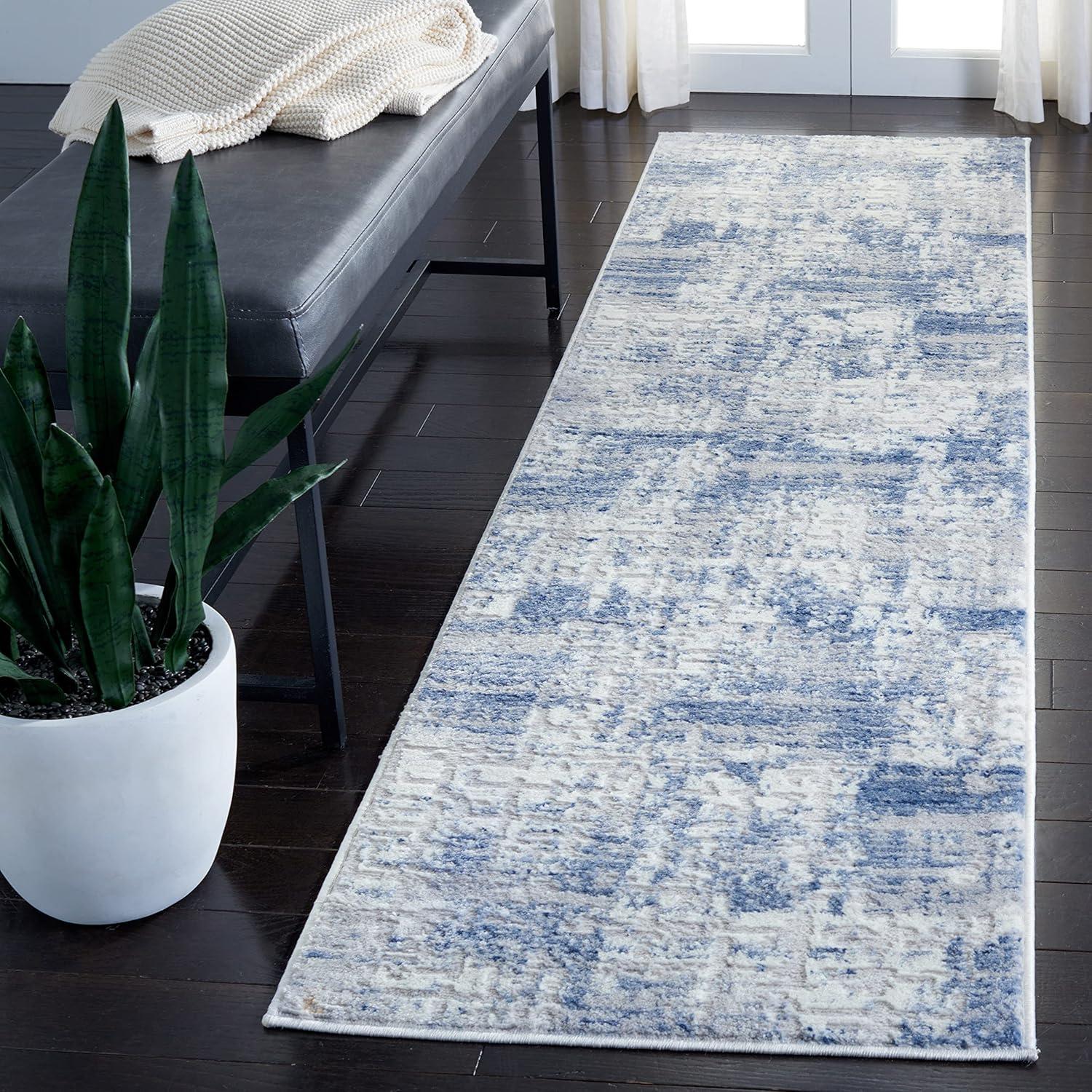 image:imageSAFAVIEH Area Rug 8x10 Amelia Collection Large Blue amp Grey Modern Design NonShedding amp Easy Cleaning Ideal for Living Room Bedroom Office Dining Space ALA786MNavyLight Grey
