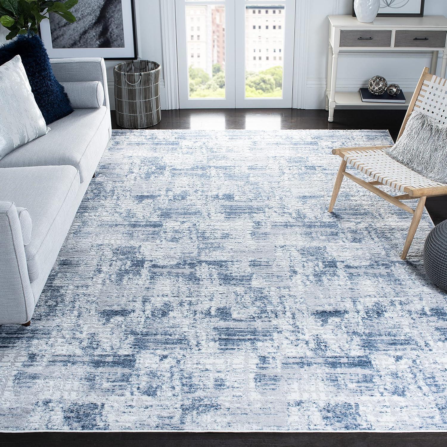 image:imageSAFAVIEH Area Rug 8x10 Amelia Collection Large Blue amp Grey Modern Design NonShedding amp Easy Cleaning Ideal for Living Room Bedroom Office Dining Space ALA786MNavyLight Grey