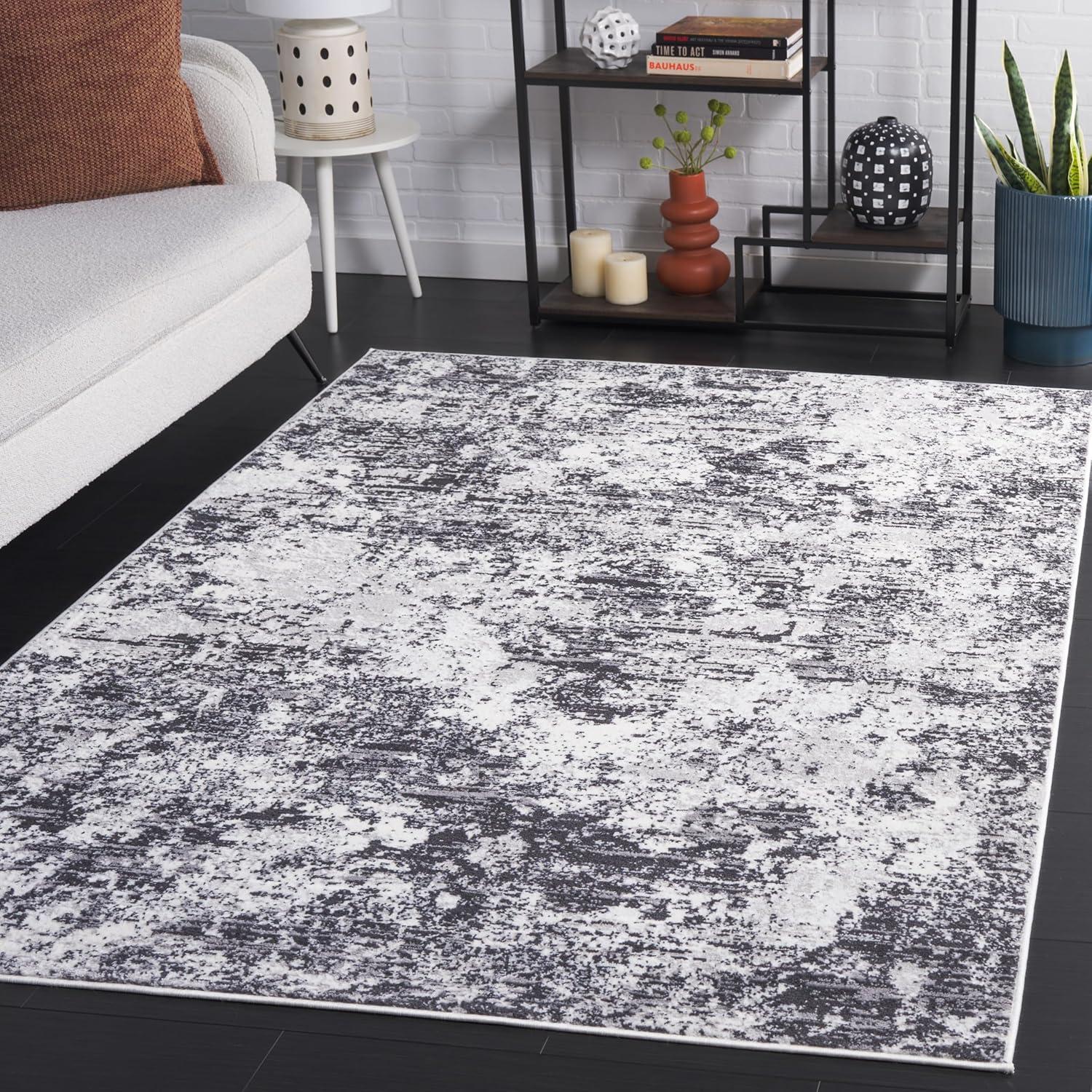 image:imageSAFAVIEH Area Rug 8x10 Amelia Collection Large Grey amp Ivory Modern Design NonShedding amp Easy Cleaning Ideal for Living Room Bedroom Office Dining Space ALA705GCharcoalIvory