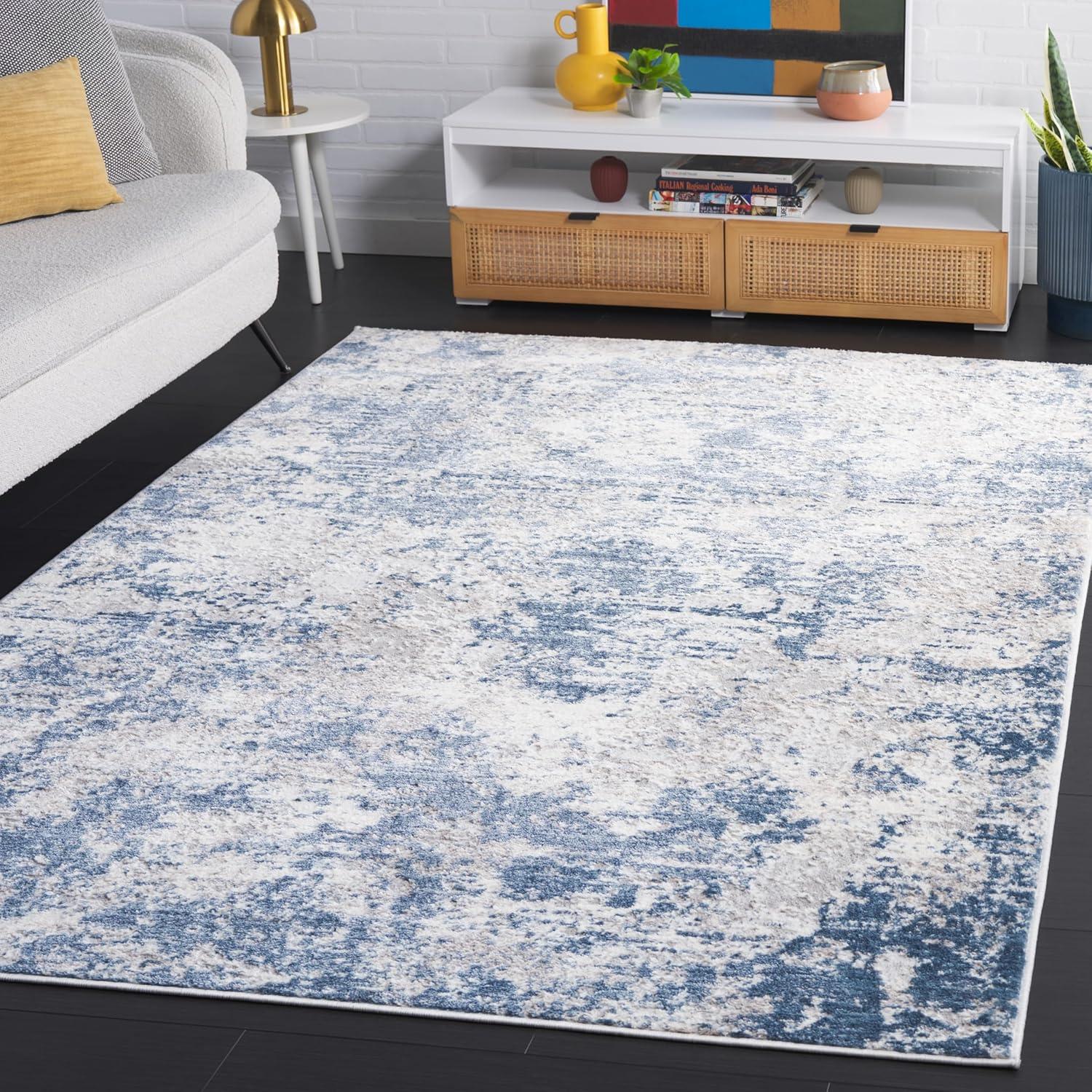 image:imageSAFAVIEH Area Rug 8x10 Amelia Collection Large Grey amp Ivory Modern Design NonShedding amp Easy Cleaning Ideal for Living Room Bedroom Office Dining Space ALA705GDark BlueGrey