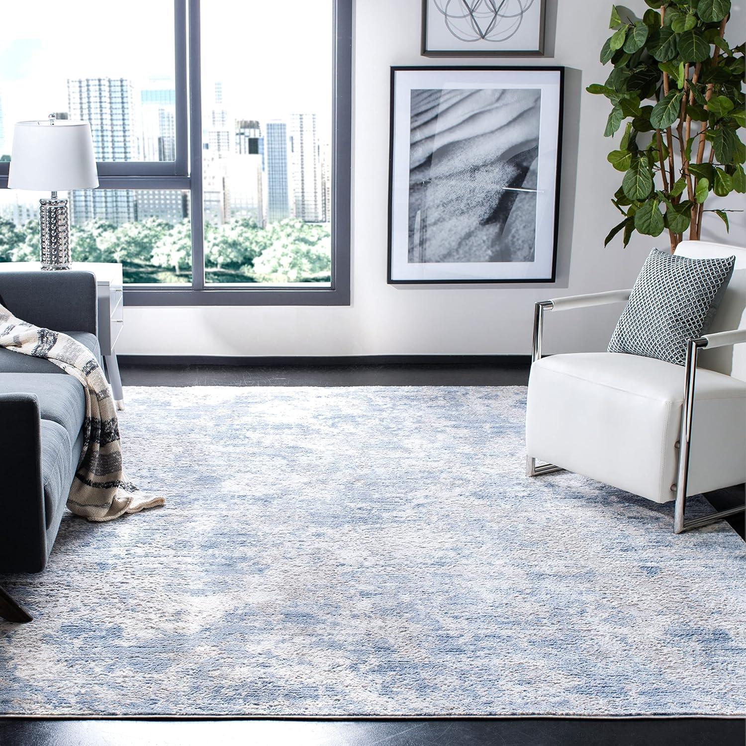 image:imageSAFAVIEH Area Rug 8x10 Amelia Collection Large Grey amp Ivory Modern Design NonShedding amp Easy Cleaning Ideal for Living Room Bedroom Office Dining Space ALA705GGreyBlue