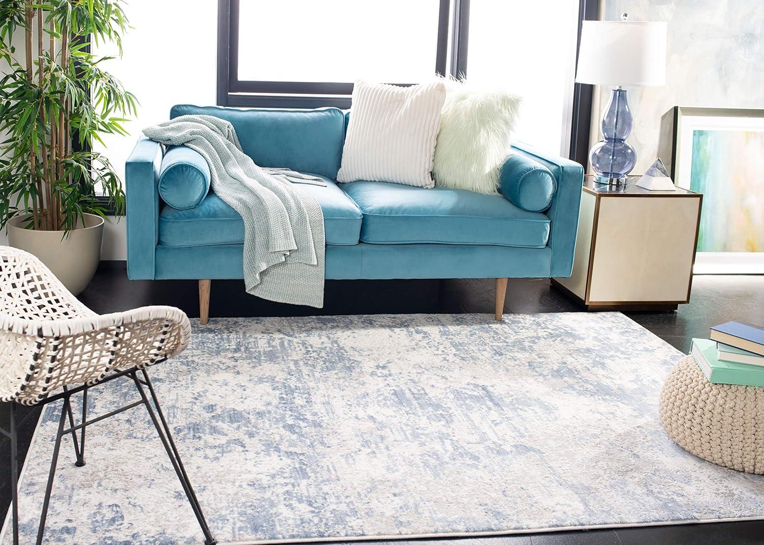 image:imageSAFAVIEH Area Rug 8x10 Amelia Collection Large Grey amp Ivory Modern Design NonShedding amp Easy Cleaning Ideal for Living Room Bedroom Office Dining Space ALA705GGreyBlue