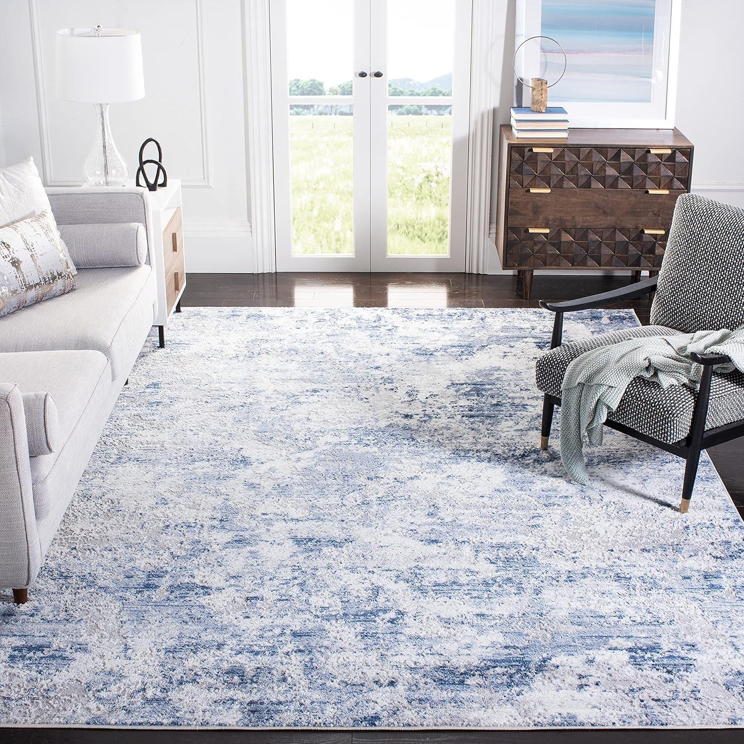 image:imageSAFAVIEH Area Rug 8x10 Amelia Collection Large Grey amp Ivory Modern Design NonShedding amp Easy Cleaning Ideal for Living Room Bedroom Office Dining Space ALA705GNavyGrey