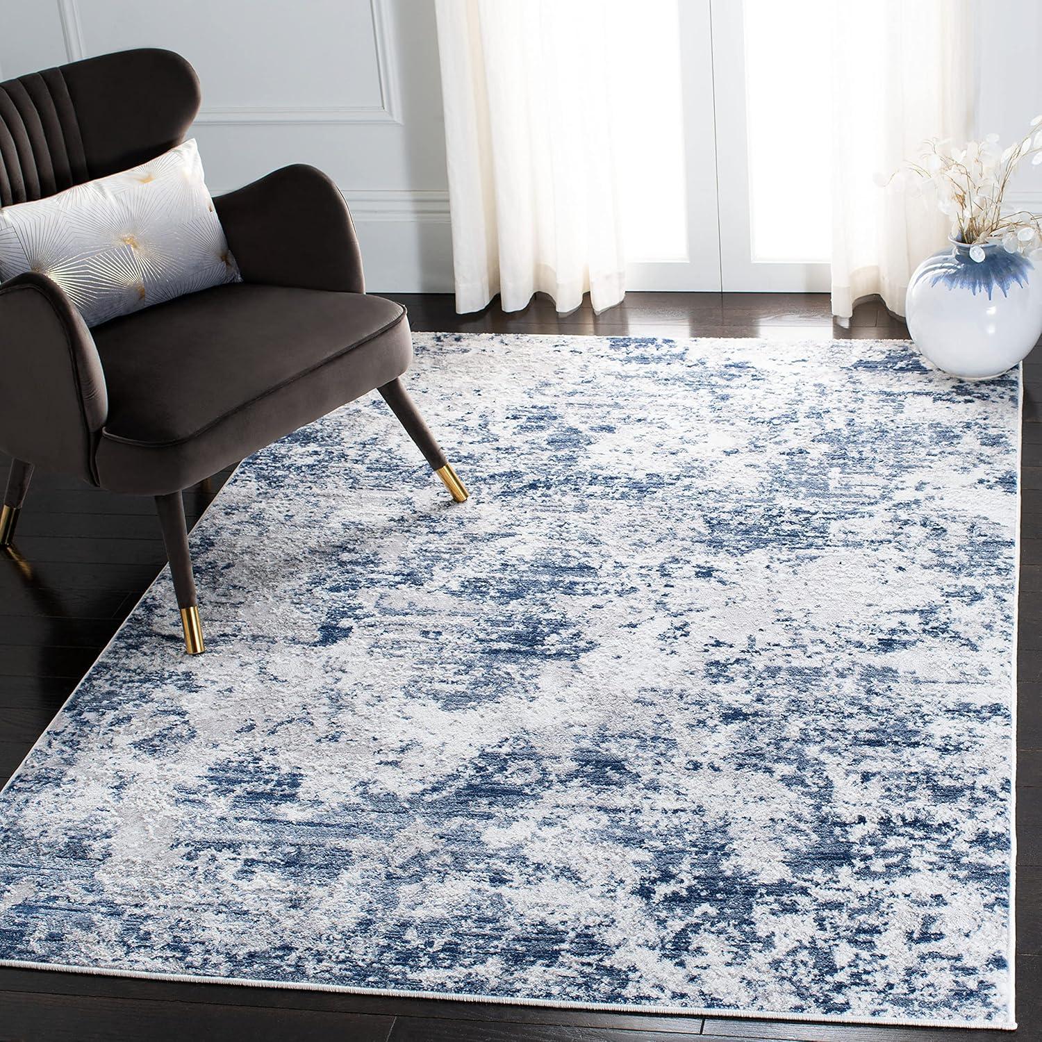 image:imageSAFAVIEH Area Rug 8x10 Amelia Collection Large Grey amp Ivory Modern Design NonShedding amp Easy Cleaning Ideal for Living Room Bedroom Office Dining Space ALA705GNavyGrey