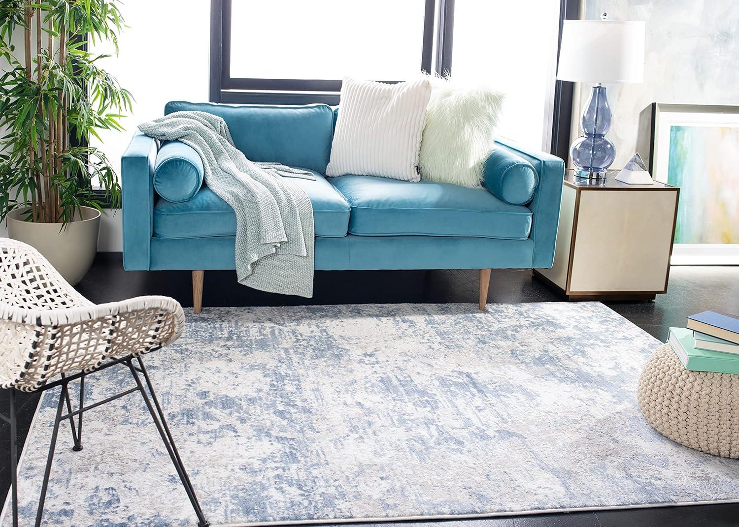 image:imageSAFAVIEH Area Rug 8x10 Amelia Collection Large Grey amp Ivory Modern Design NonShedding amp Easy Cleaning Ideal for Living Room Bedroom Office Dining Space ALA705GGreyBlue