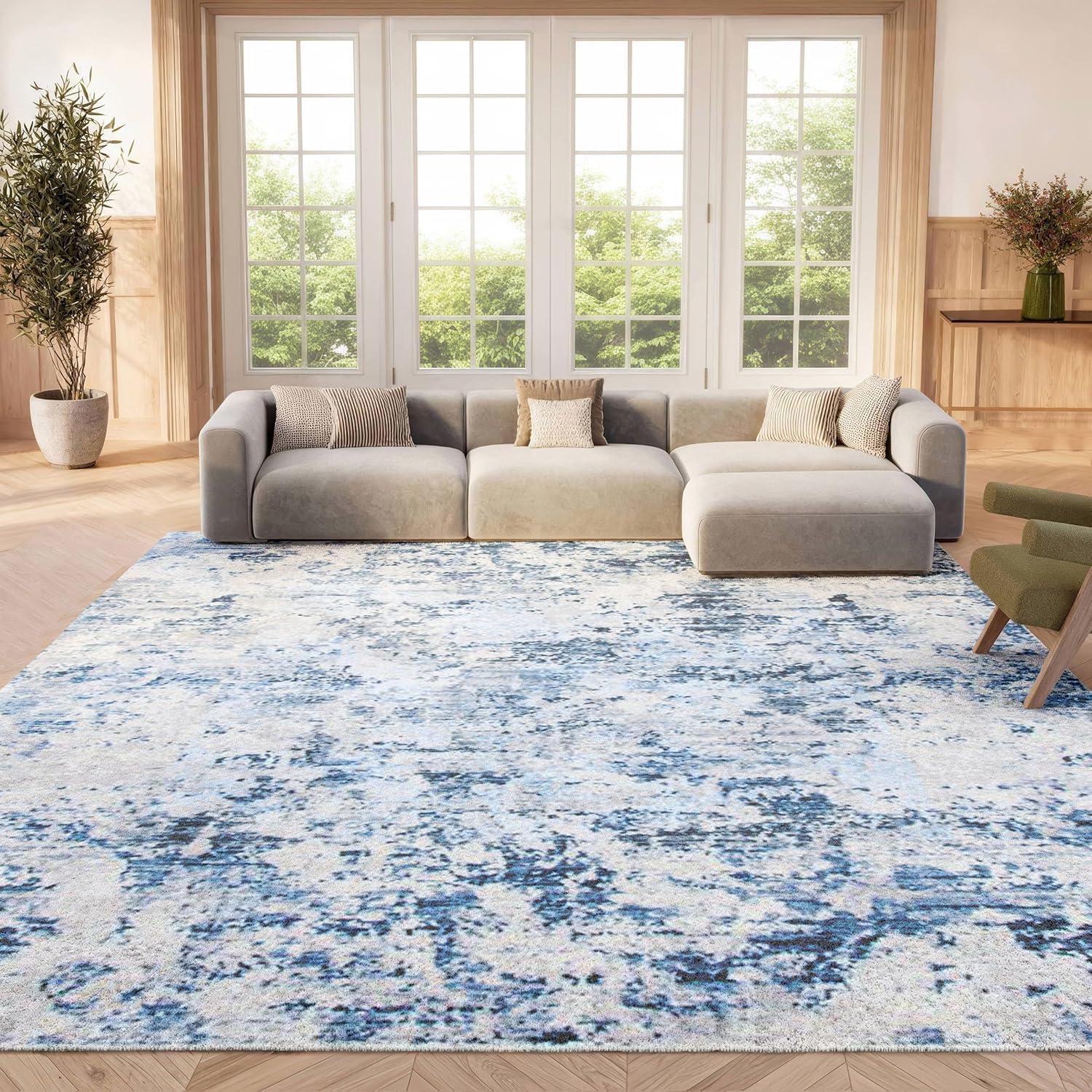 image:imageSAFAVIEH Area Rug 8x10 Amelia Collection Large Grey amp Ivory Modern Design NonShedding amp Easy Cleaning Ideal for Living Room Bedroom Office Dining Space ALA705GNavyGrey