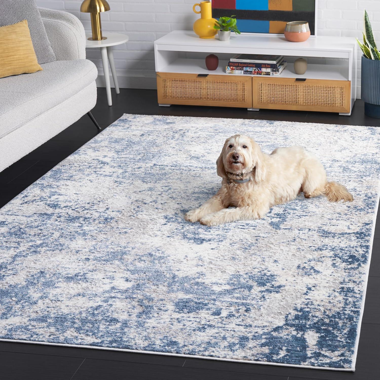 image:imageSAFAVIEH Area Rug 8x10 Amelia Collection Large Grey amp Ivory Modern Design NonShedding amp Easy Cleaning Ideal for Living Room Bedroom Office Dining Space ALA705GDark BlueGrey