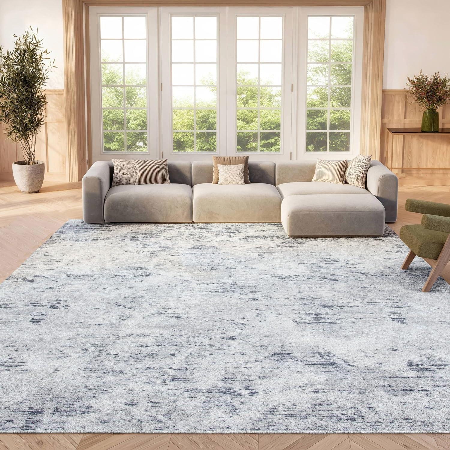 image:imageSAFAVIEH Area Rug 8x10 Amelia Collection Large Grey amp Ivory Modern Design NonShedding amp Easy Cleaning Ideal for Living Room Bedroom Office Dining Space ALA705GGreyIvory
