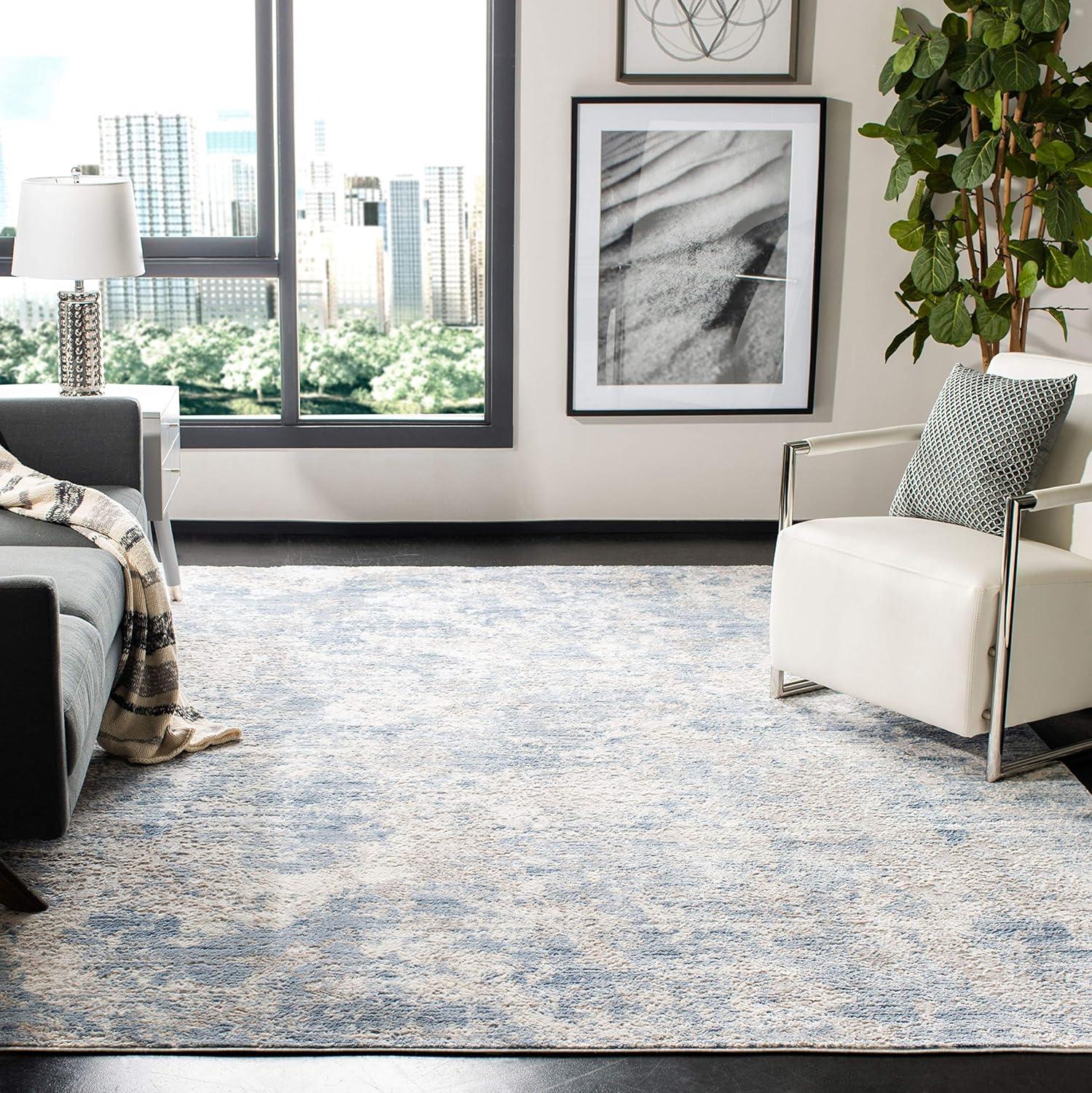 image:imageSAFAVIEH Area Rug 8x10 Amelia Collection Large Grey amp Ivory Modern Design NonShedding amp Easy Cleaning Ideal for Living Room Bedroom Office Dining Space ALA705GGreyBlue