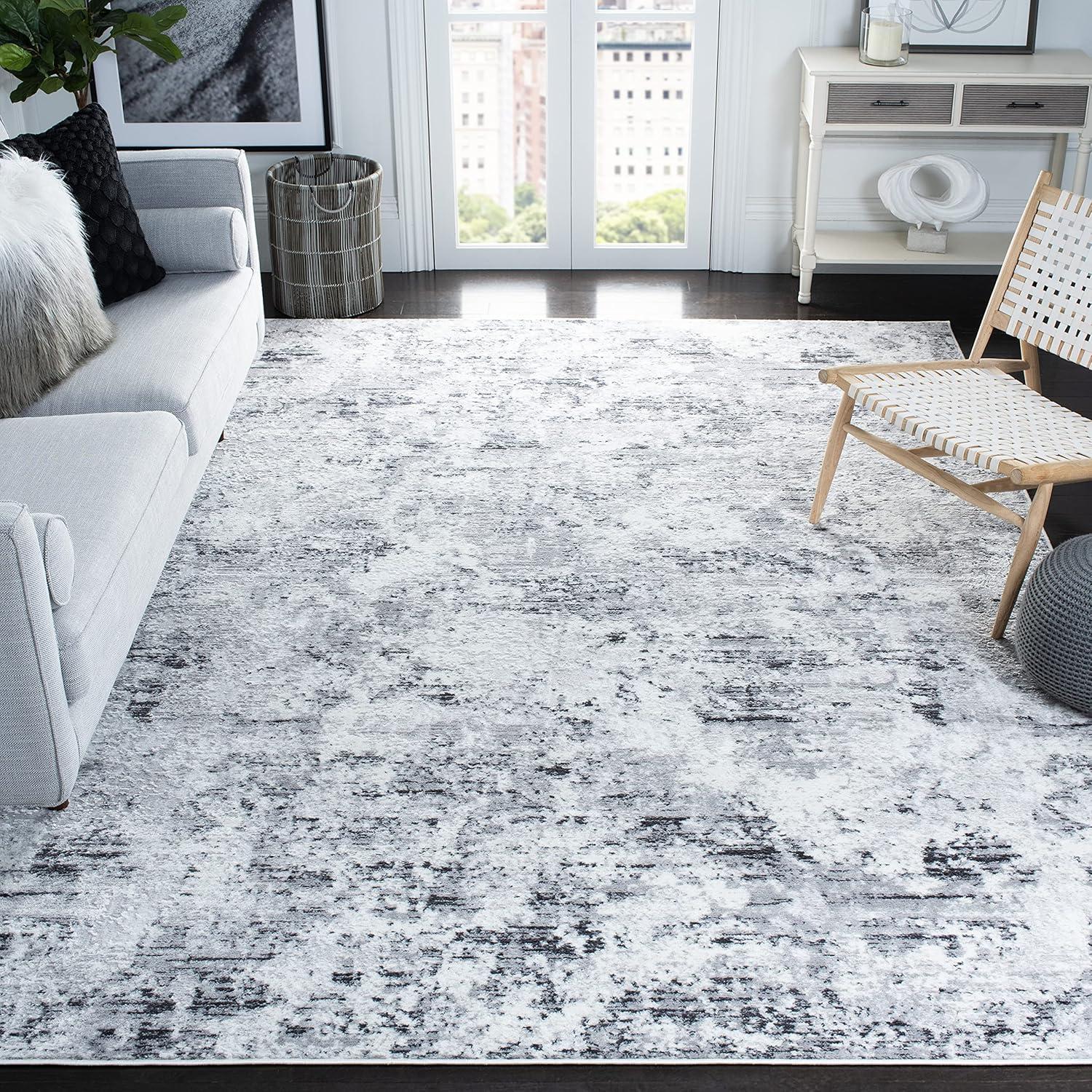 image:imageSAFAVIEH Area Rug 8x10 Amelia Collection Large Grey amp Ivory Modern Design NonShedding amp Easy Cleaning Ideal for Living Room Bedroom Office Dining Space ALA705GGreyIvory