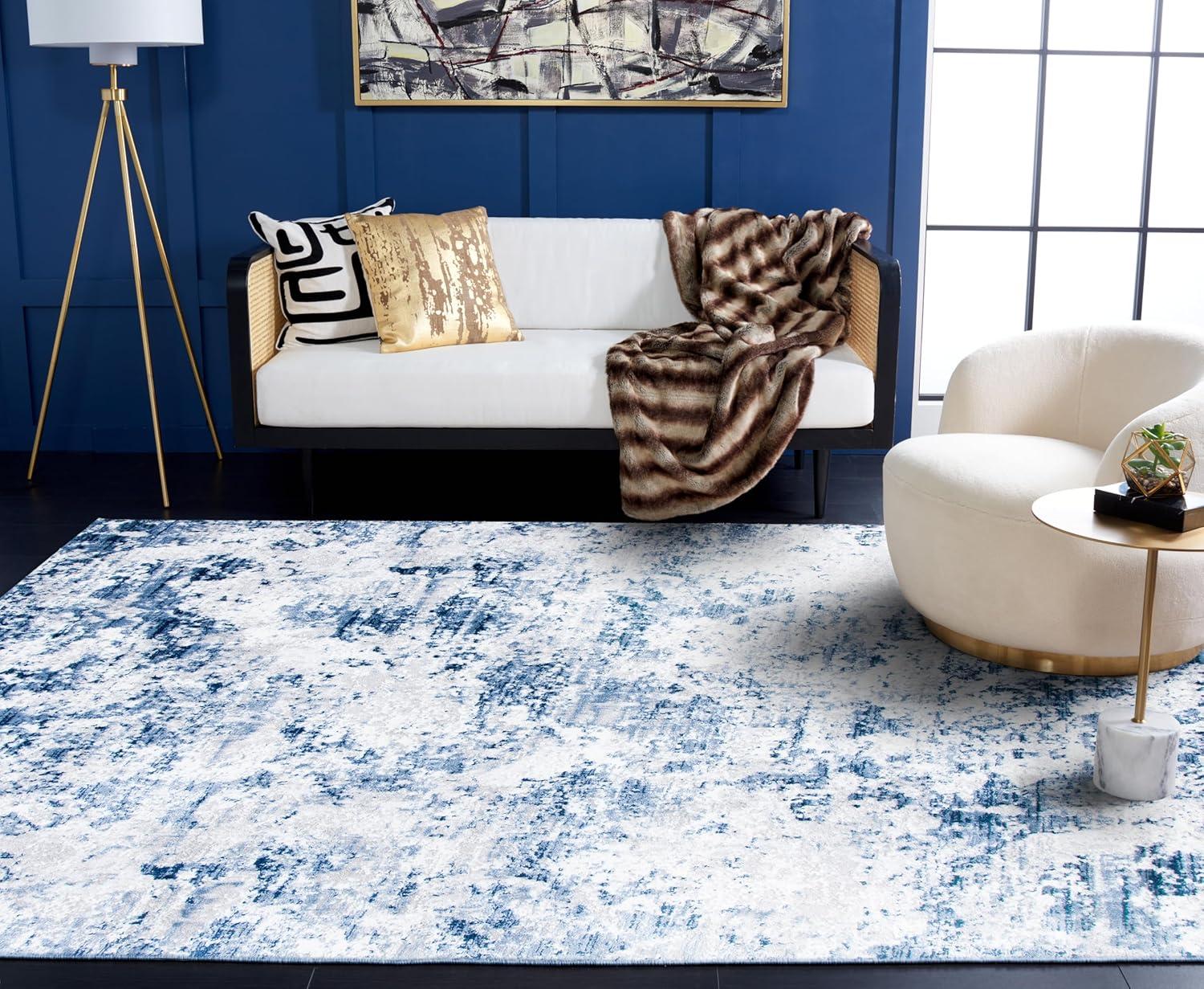 image:imageSAFAVIEH Area Rug 8x10 Amelia Collection Large Grey amp Ivory Modern Design NonShedding amp Easy Cleaning Ideal for Living Room Bedroom Office Dining Space ALA705GNavyGrey