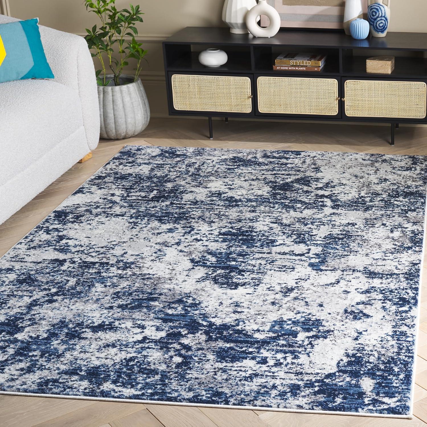 image:imageSAFAVIEH Area Rug 8x10 Amelia Collection Large Grey amp Ivory Modern Design NonShedding amp Easy Cleaning Ideal for Living Room Bedroom Office Dining Space ALA705GIvoryNavy
