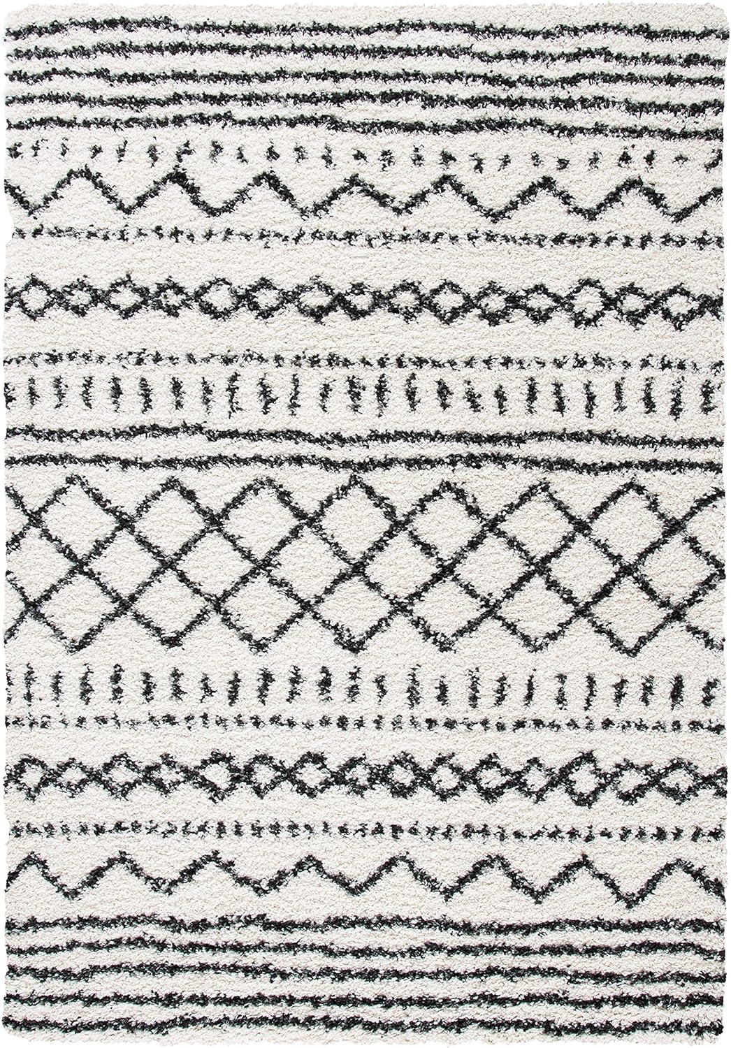 image:imageSAFAVIEH Area Rug 8x10 Arizona Shag Collection Large Ivory amp Beige Moroccan Boho Design NonShedding amp Easy to Clean Ideal for Living Room Bedroom Dining Space ASG741AIvoryBlack