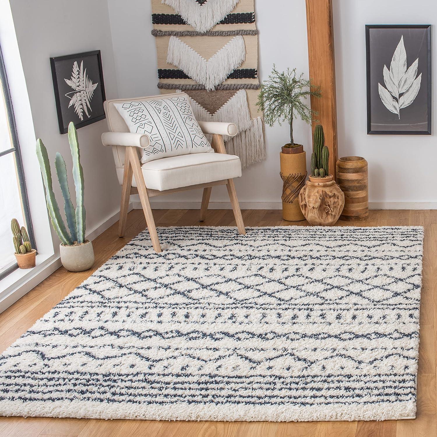 image:imageSAFAVIEH Area Rug 8x10 Arizona Shag Collection Large Ivory amp Beige Moroccan Boho Design NonShedding amp Easy to Clean Ideal for Living Room Bedroom Dining Space ASG741AIvorySlate