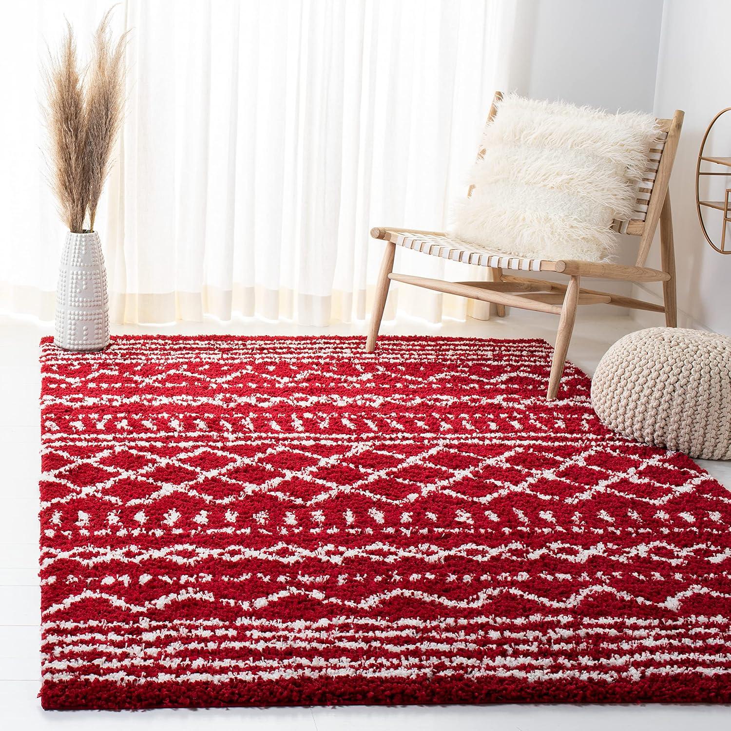 image:imageSAFAVIEH Area Rug 8x10 Arizona Shag Collection Large Ivory amp Beige Moroccan Boho Design NonShedding amp Easy to Clean Ideal for Living Room Bedroom Dining Space ASG741ARedIvory