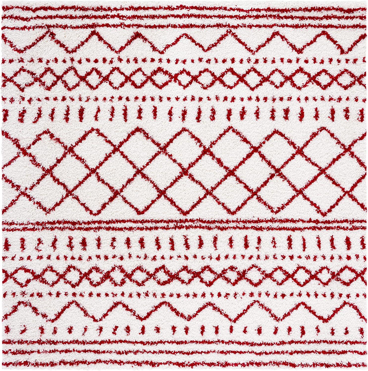 image:imageSAFAVIEH Area Rug 8x10 Arizona Shag Collection Large Ivory amp Beige Moroccan Boho Design NonShedding amp Easy to Clean Ideal for Living Room Bedroom Dining Space ASG741AIvoryRed