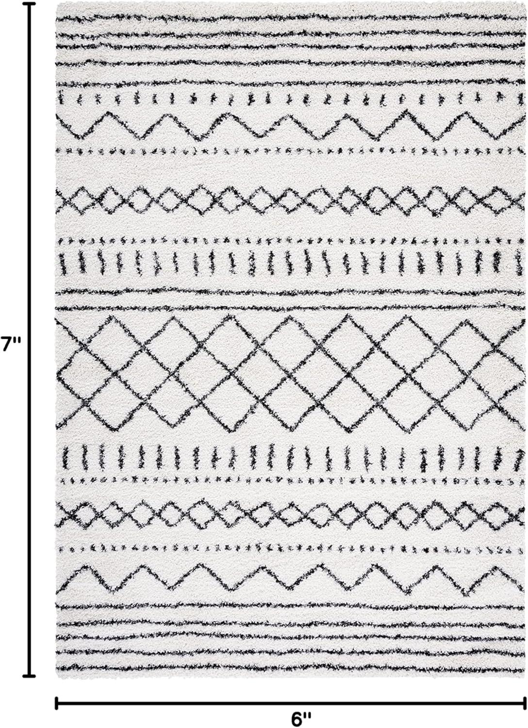 image:imageSAFAVIEH Area Rug 8x10 Arizona Shag Collection Large Ivory amp Beige Moroccan Boho Design NonShedding amp Easy to Clean Ideal for Living Room Bedroom Dining Space ASG741AIvoryBlack