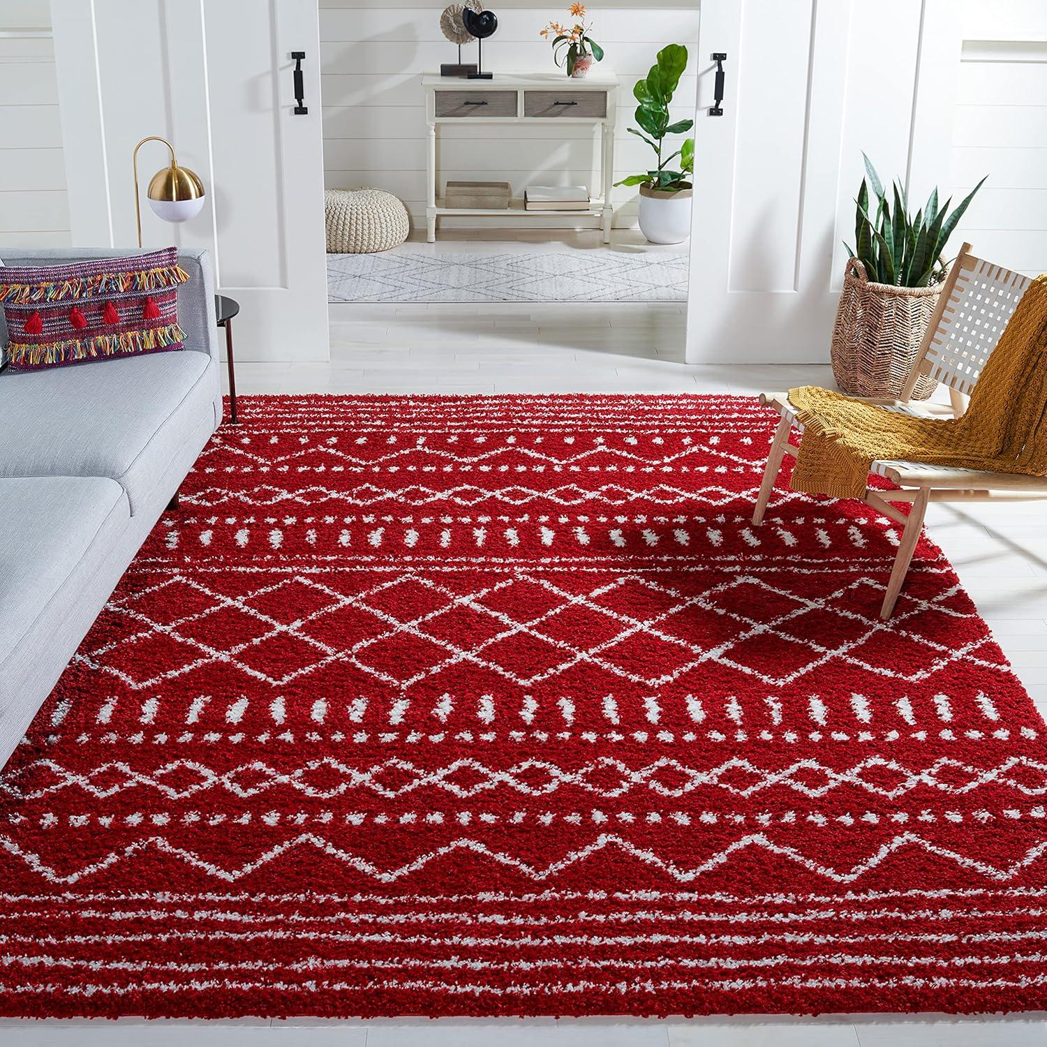 image:imageSAFAVIEH Area Rug 8x10 Arizona Shag Collection Large Ivory amp Beige Moroccan Boho Design NonShedding amp Easy to Clean Ideal for Living Room Bedroom Dining Space ASG741ARedIvory