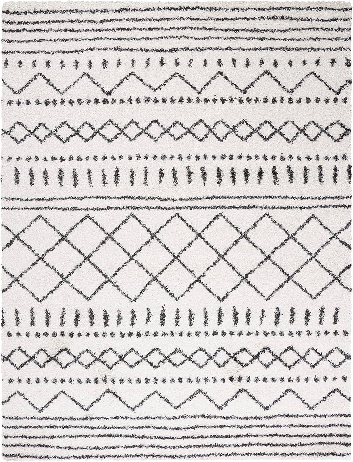 image:imageSAFAVIEH Area Rug 8x10 Arizona Shag Collection Large Ivory amp Beige Moroccan Boho Design NonShedding amp Easy to Clean Ideal for Living Room Bedroom Dining Space ASG741AIvoryBlack