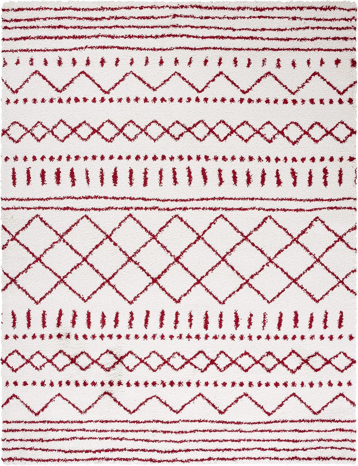 image:imageSAFAVIEH Area Rug 8x10 Arizona Shag Collection Large Ivory amp Beige Moroccan Boho Design NonShedding amp Easy to Clean Ideal for Living Room Bedroom Dining Space ASG741AIvoryRed