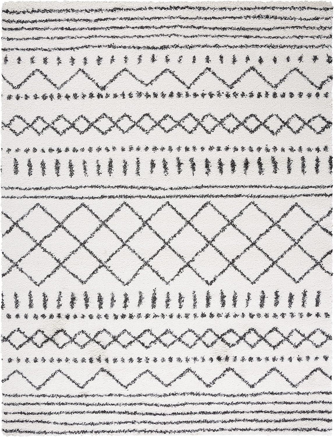 image:imageSAFAVIEH Area Rug 8x10 Arizona Shag Collection Large Ivory amp Beige Moroccan Boho Design NonShedding amp Easy to Clean Ideal for Living Room Bedroom Dining Space ASG741AIvoryBlack