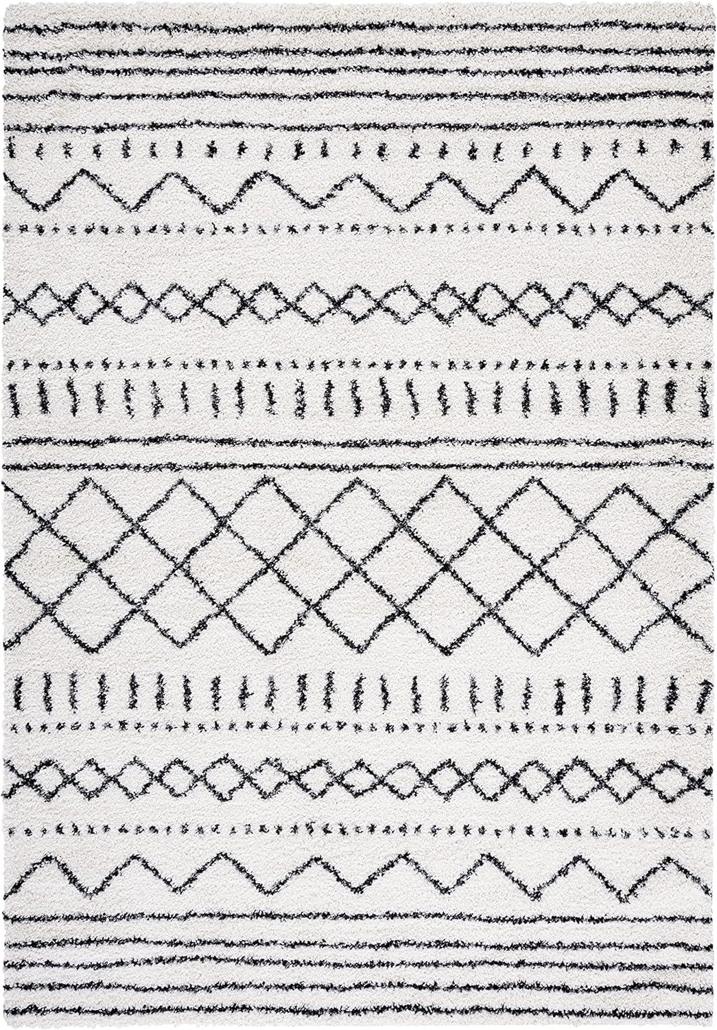 image:imageSAFAVIEH Area Rug 8x10 Arizona Shag Collection Large Ivory amp Beige Moroccan Boho Design NonShedding amp Easy to Clean Ideal for Living Room Bedroom Dining Space ASG741AIvoryBlack