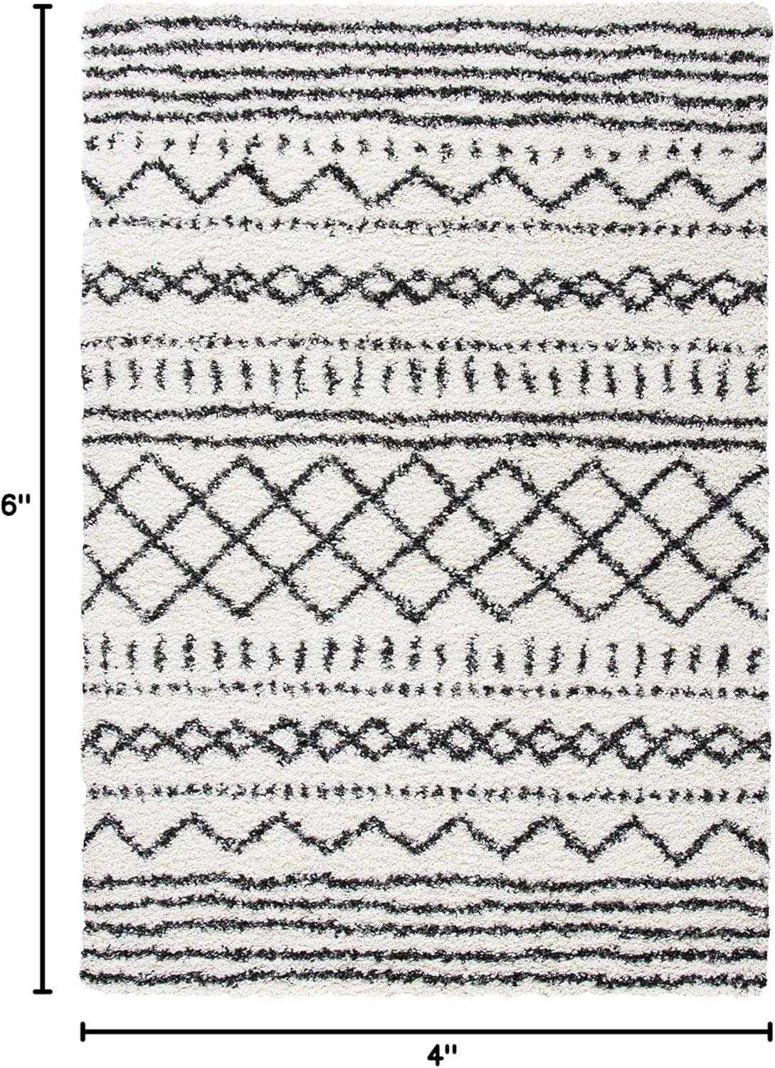 image:imageSAFAVIEH Area Rug 8x10 Arizona Shag Collection Large Ivory amp Beige Moroccan Boho Design NonShedding amp Easy to Clean Ideal for Living Room Bedroom Dining Space ASG741AIvoryBlack